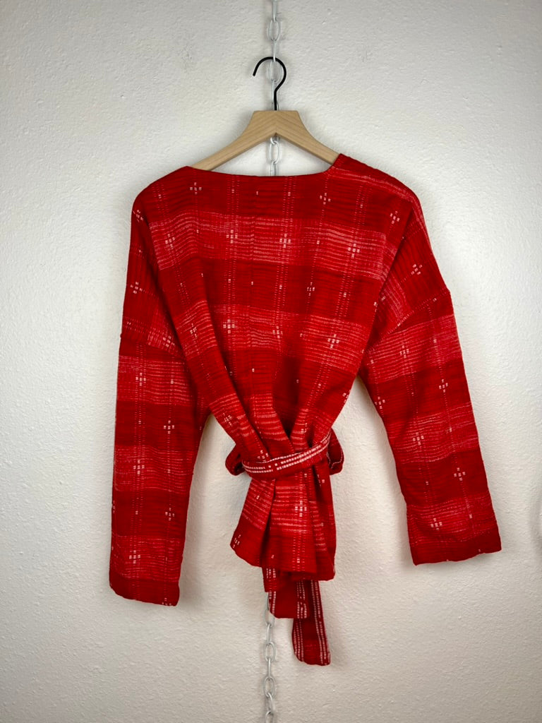 HANDMADE RED KIMONO SWEATER TOP
