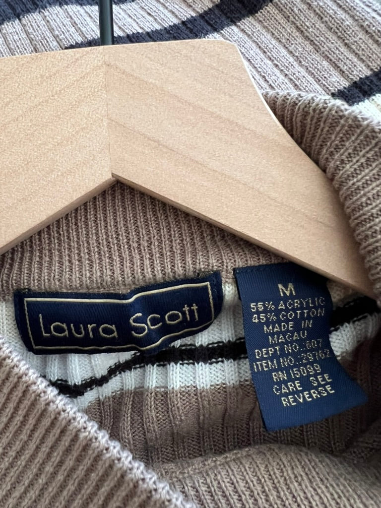 STRIPED MOCK NECK SHORT SLEEVE