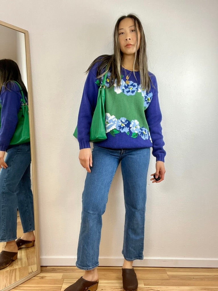 LILAC FLORAL KNIT SWEATER