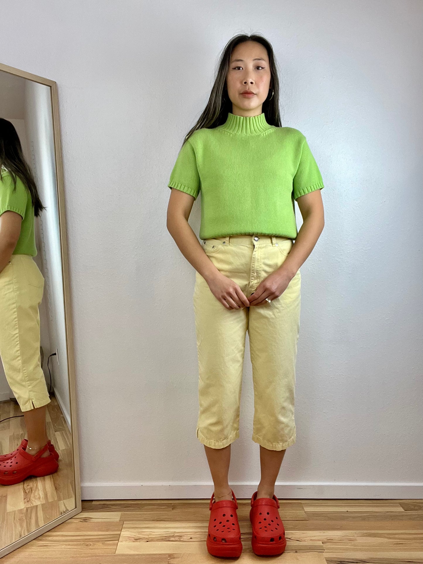 CHARTREUSE MOCK NECK SWEATER TOP