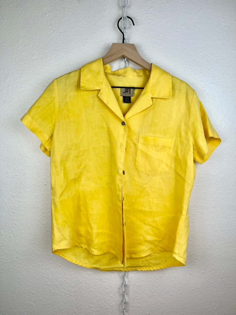 LINEN YELLOW BOXY BUTTON DOWN