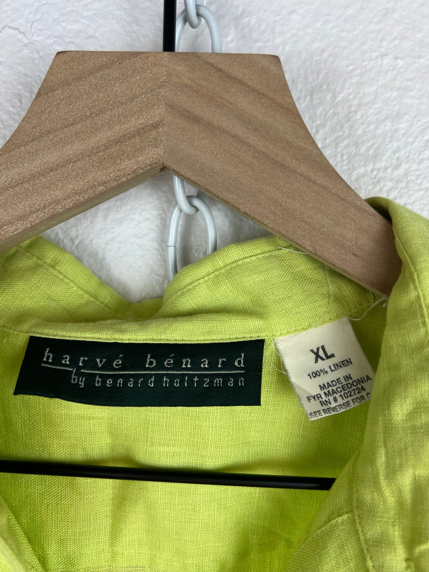 CHARTREUSE LINEN BUTTON DOWN