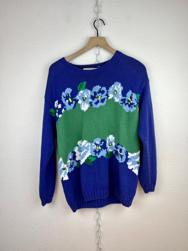 LILAC FLORAL KNIT SWEATER