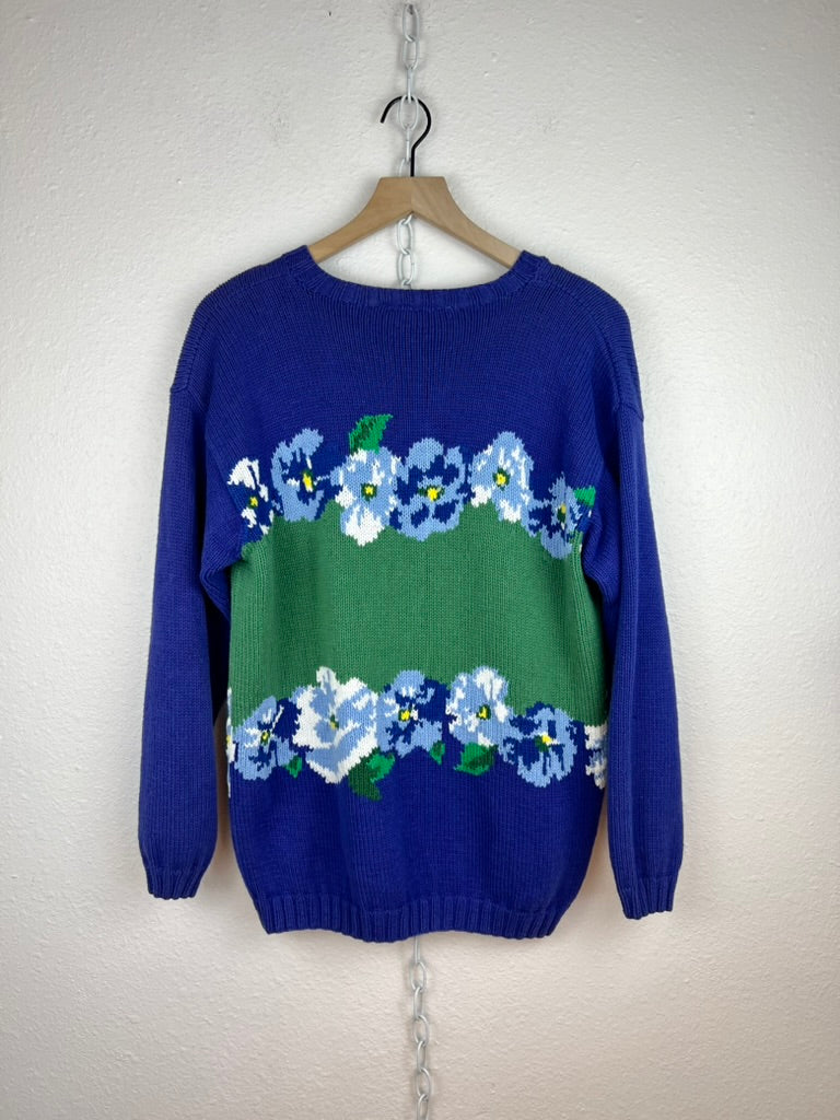 LILAC FLORAL KNIT SWEATER