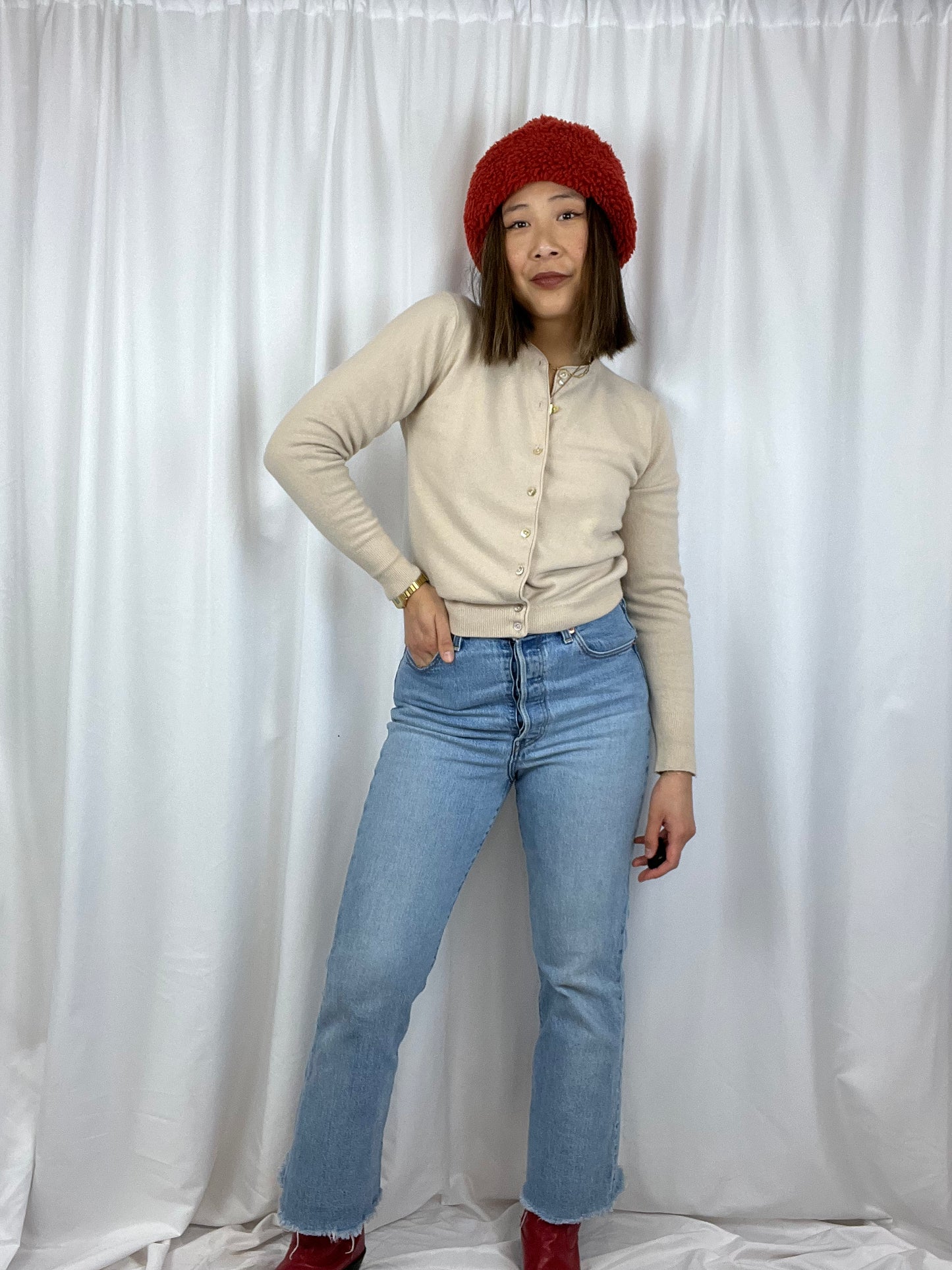 CROPPED TAN CARDIGAN