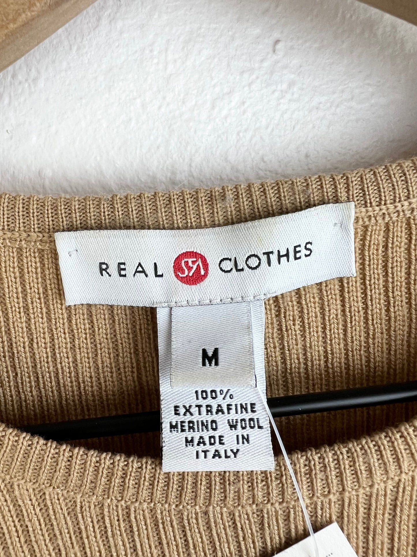 TAN RIBBED MERINO WOOL TEE