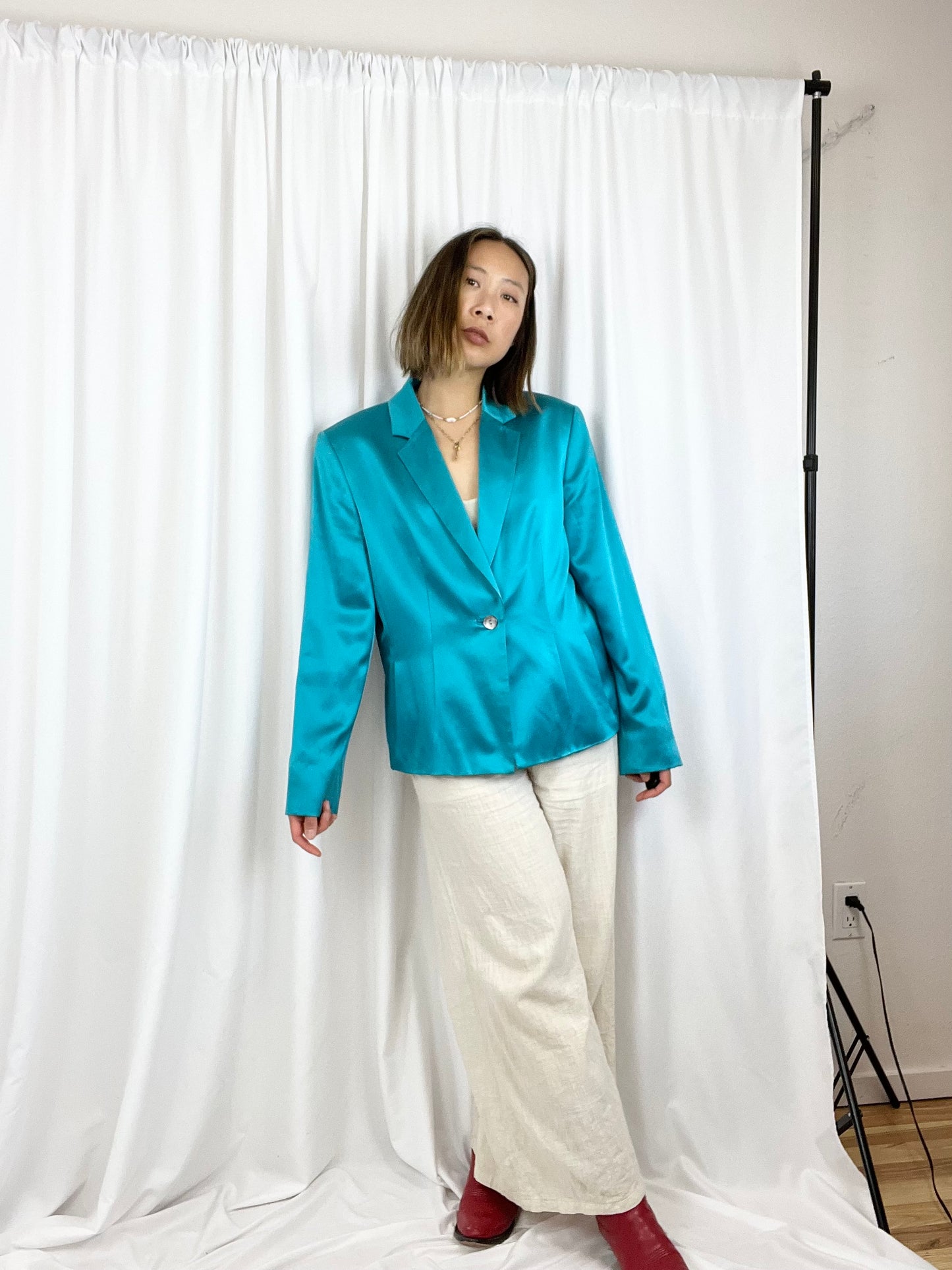 SILK 1-BUTTON BLAZER