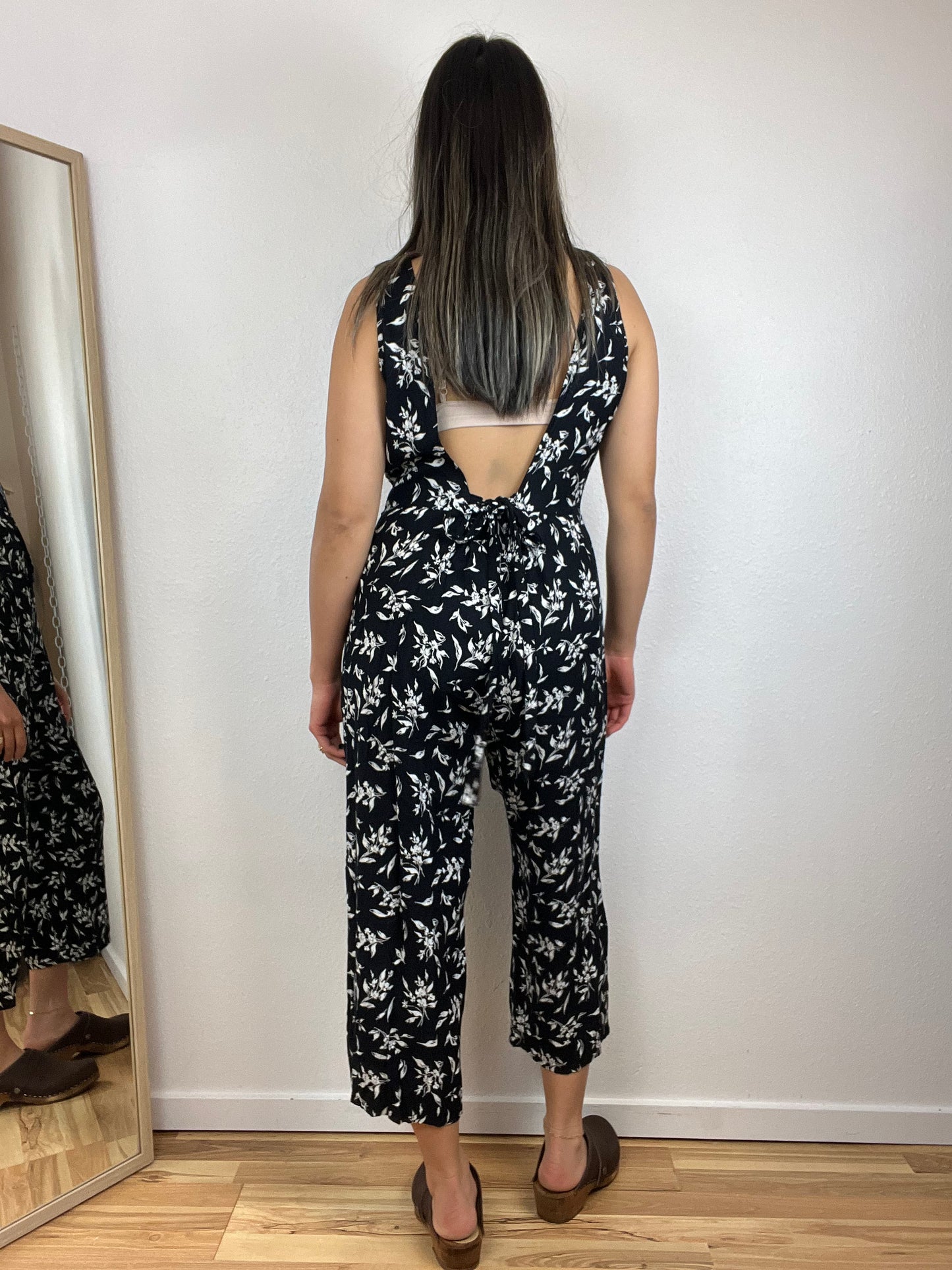 FLORAL B&W JUMPSUIT