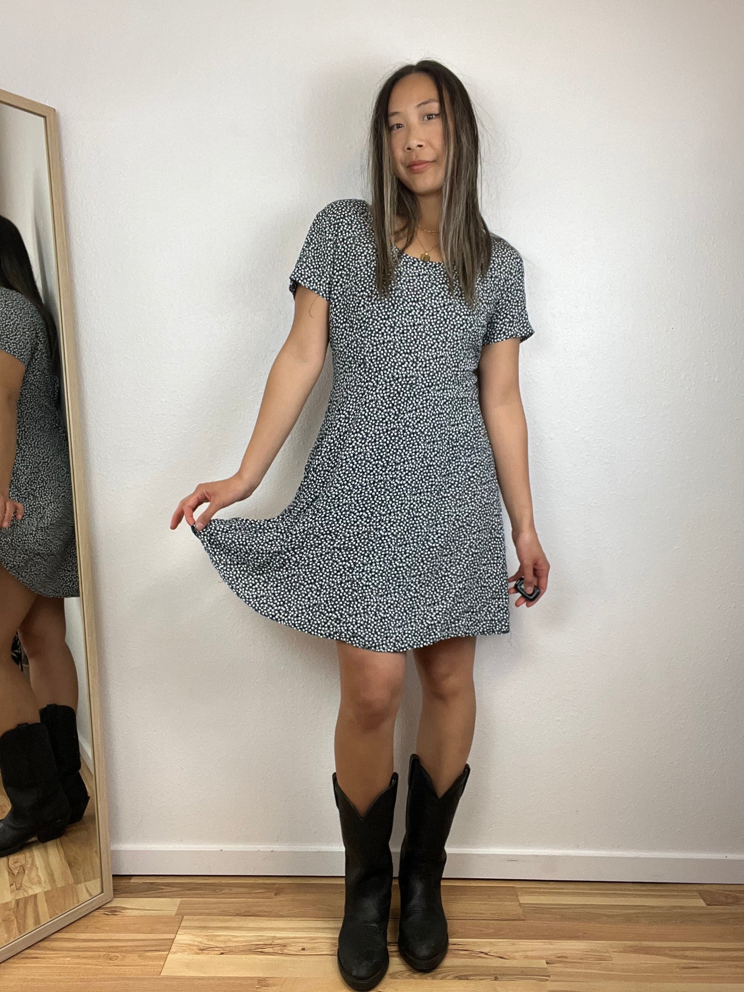 90S RAMPAGE GEOMETRIC SKATER DRESS