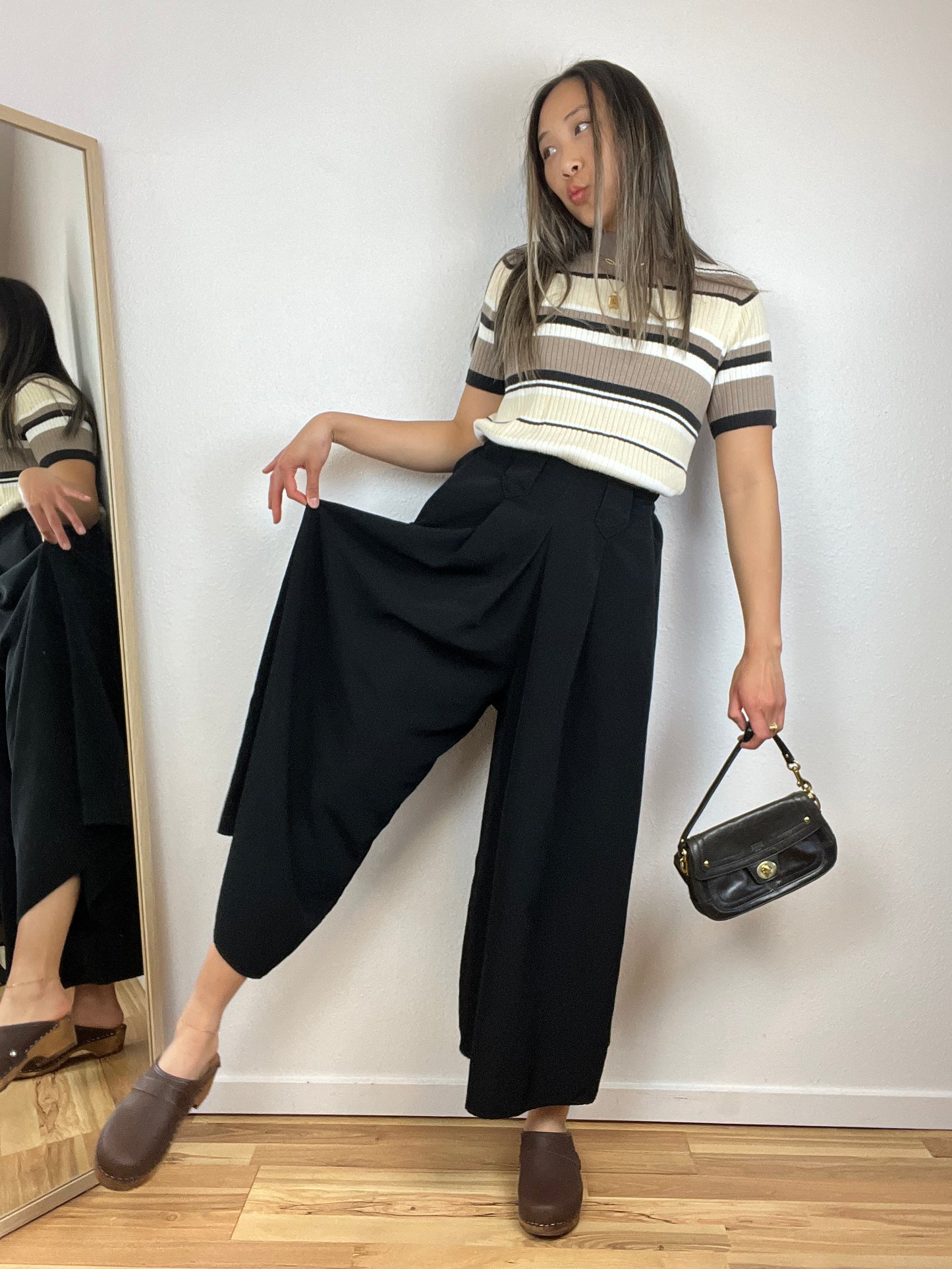 SUPER WIDE LEG BLACK TROUSERS