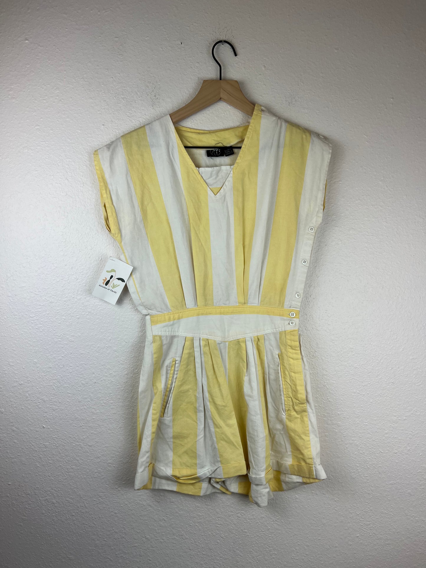 Vintage Yellow and White Striped Romper