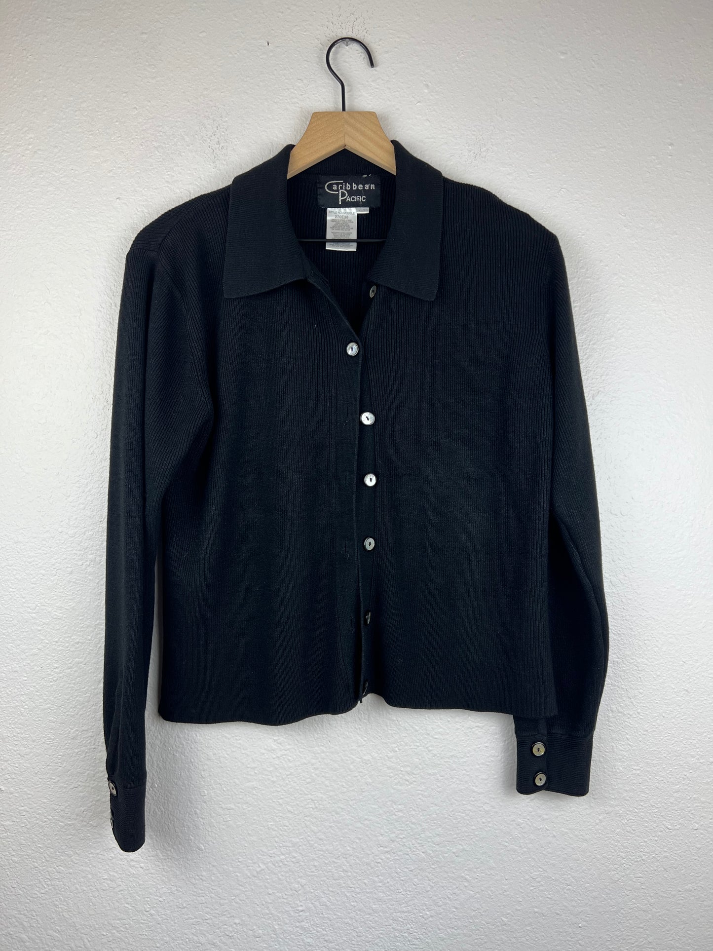 Vintage Black Ribbed Cardigan
