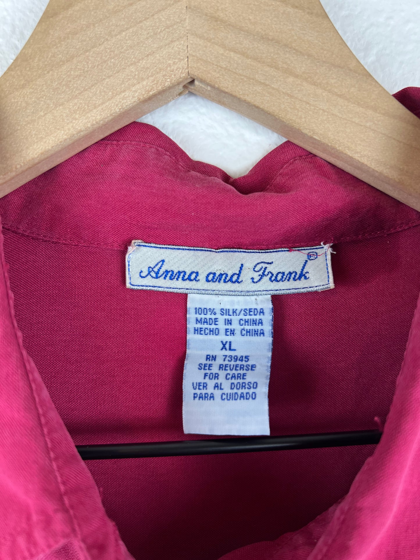 Vintage Silky Dark Pink Button Up Top