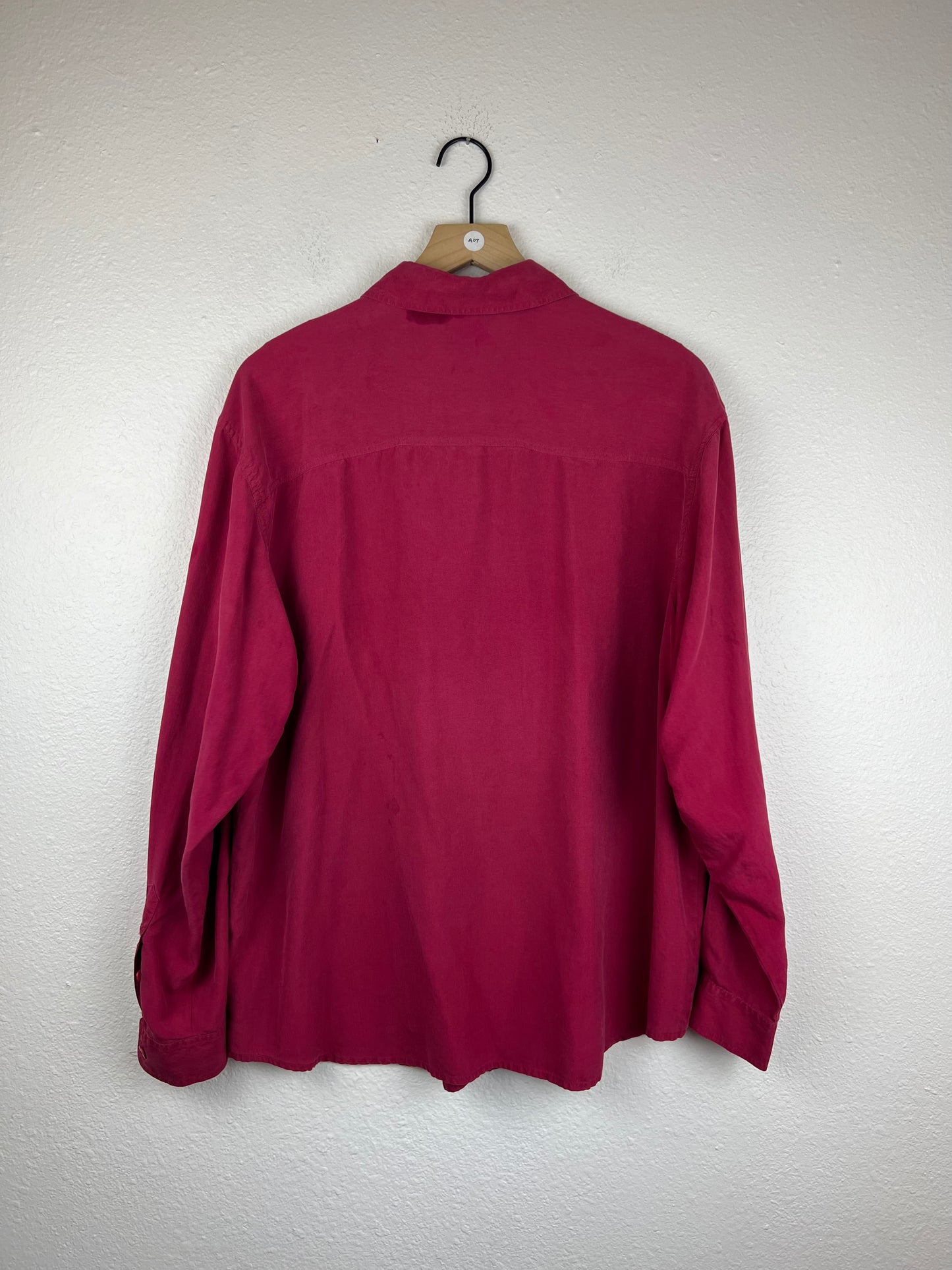 Vintage Silky Dark Pink Button Up Top