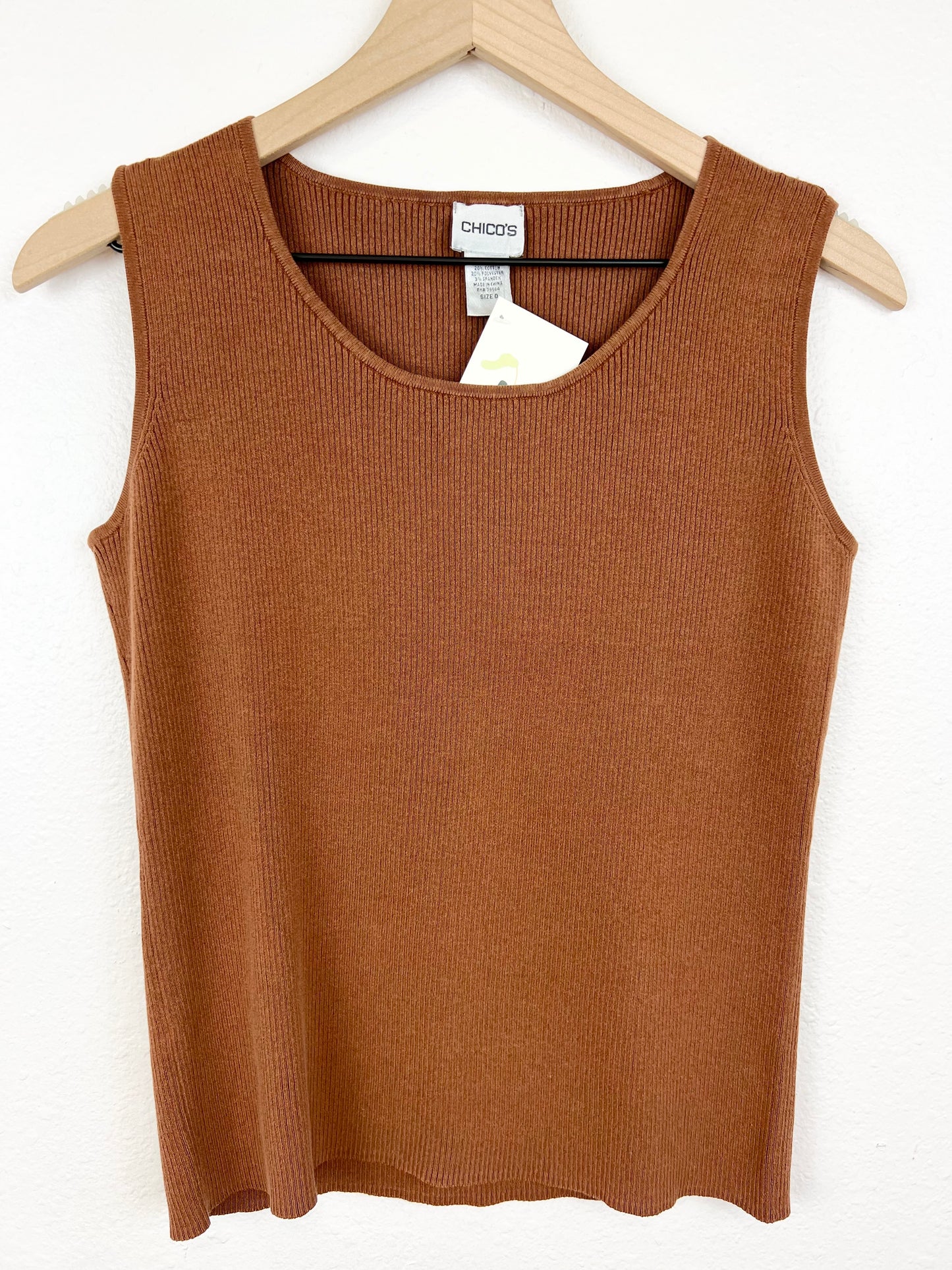 CHICO'S SILK BLEND RIBBED TANK