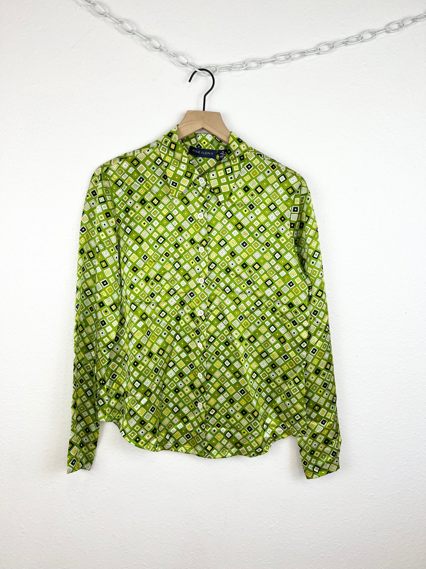 DEADSTOCK ANNE KLEIN SILK GEOMETRIC BLOUSE