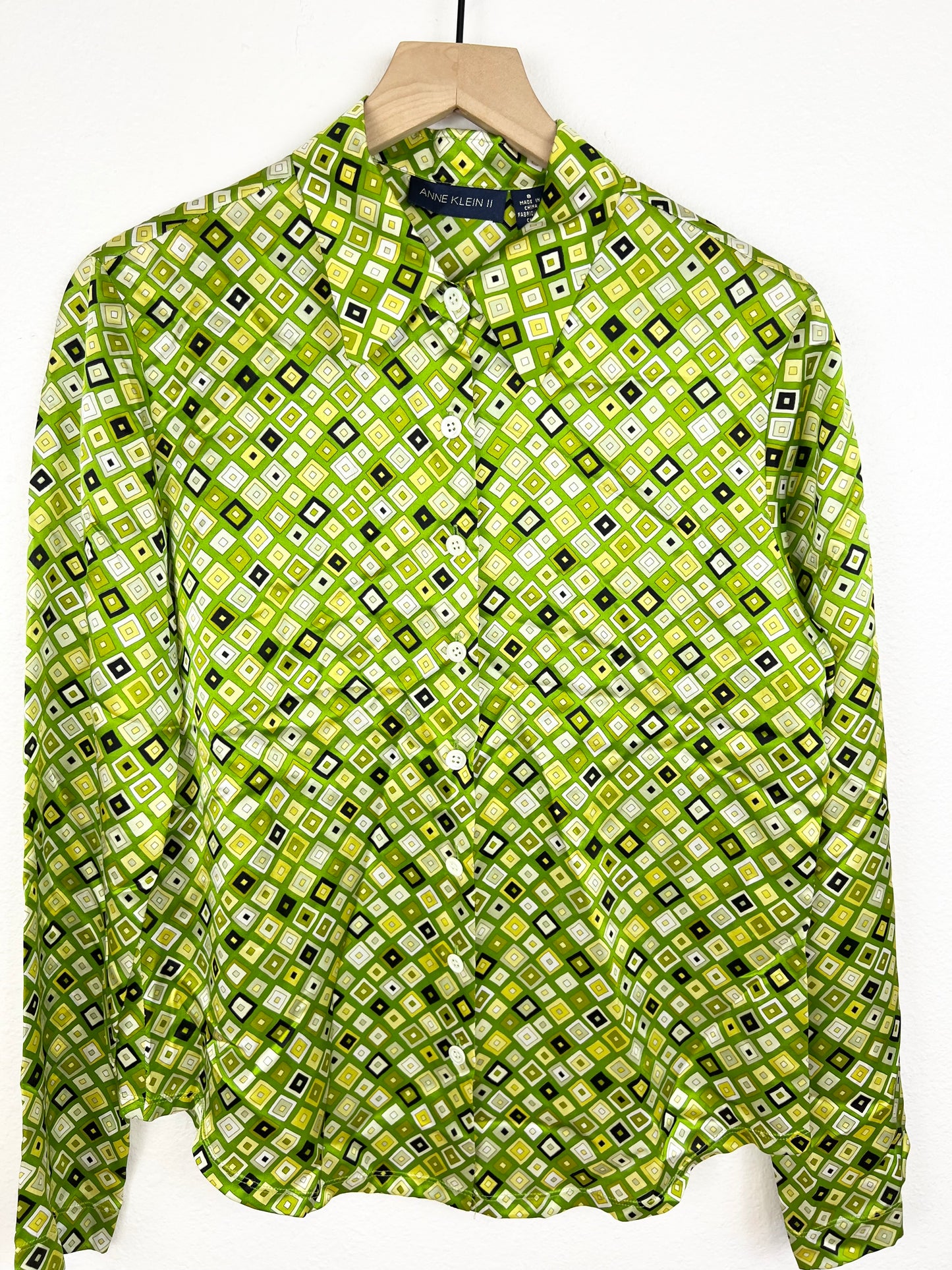 DEADSTOCK ANNE KLEIN SILK GEOMETRIC BLOUSE