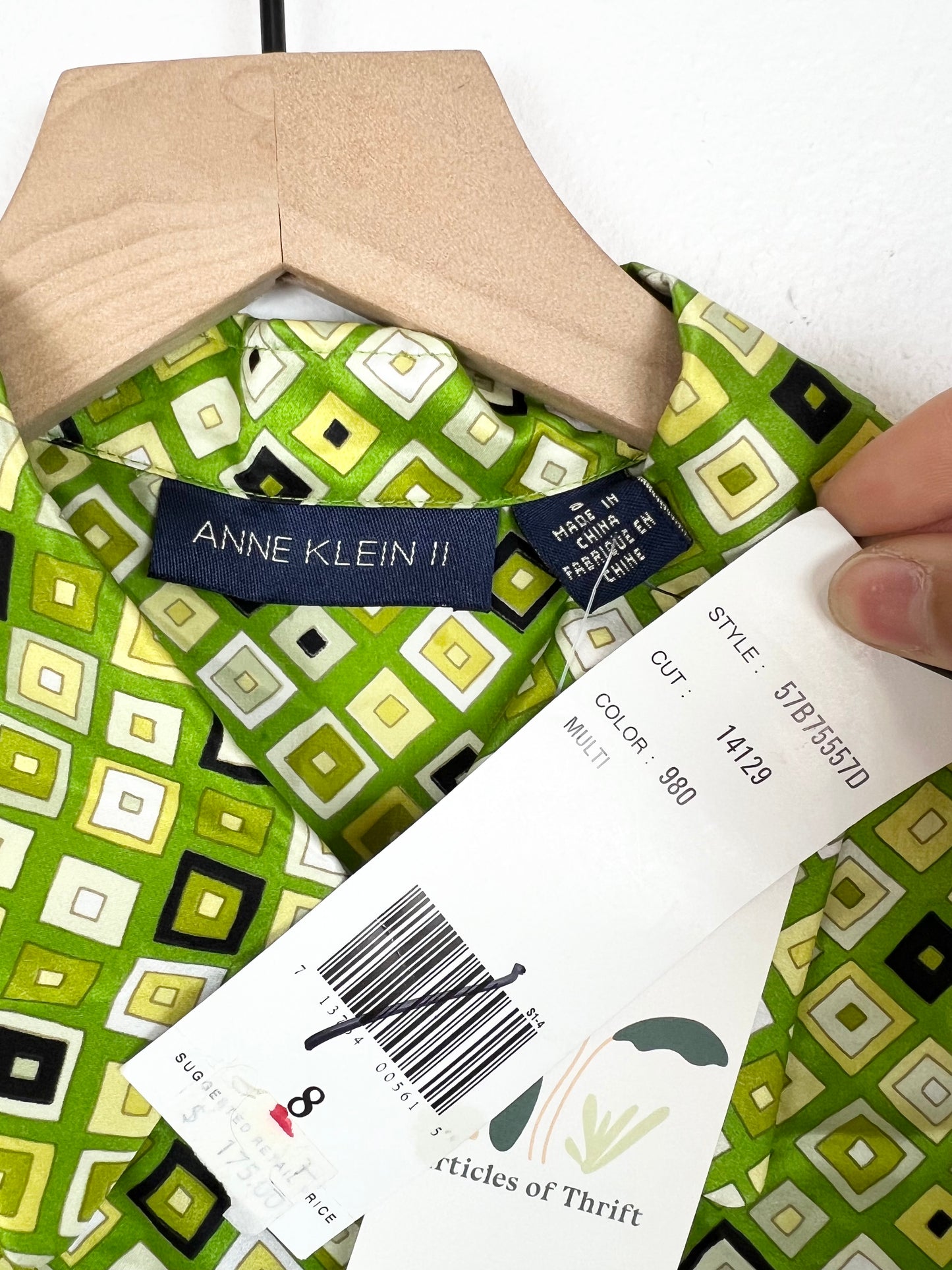 DEADSTOCK ANNE KLEIN SILK GEOMETRIC BLOUSE