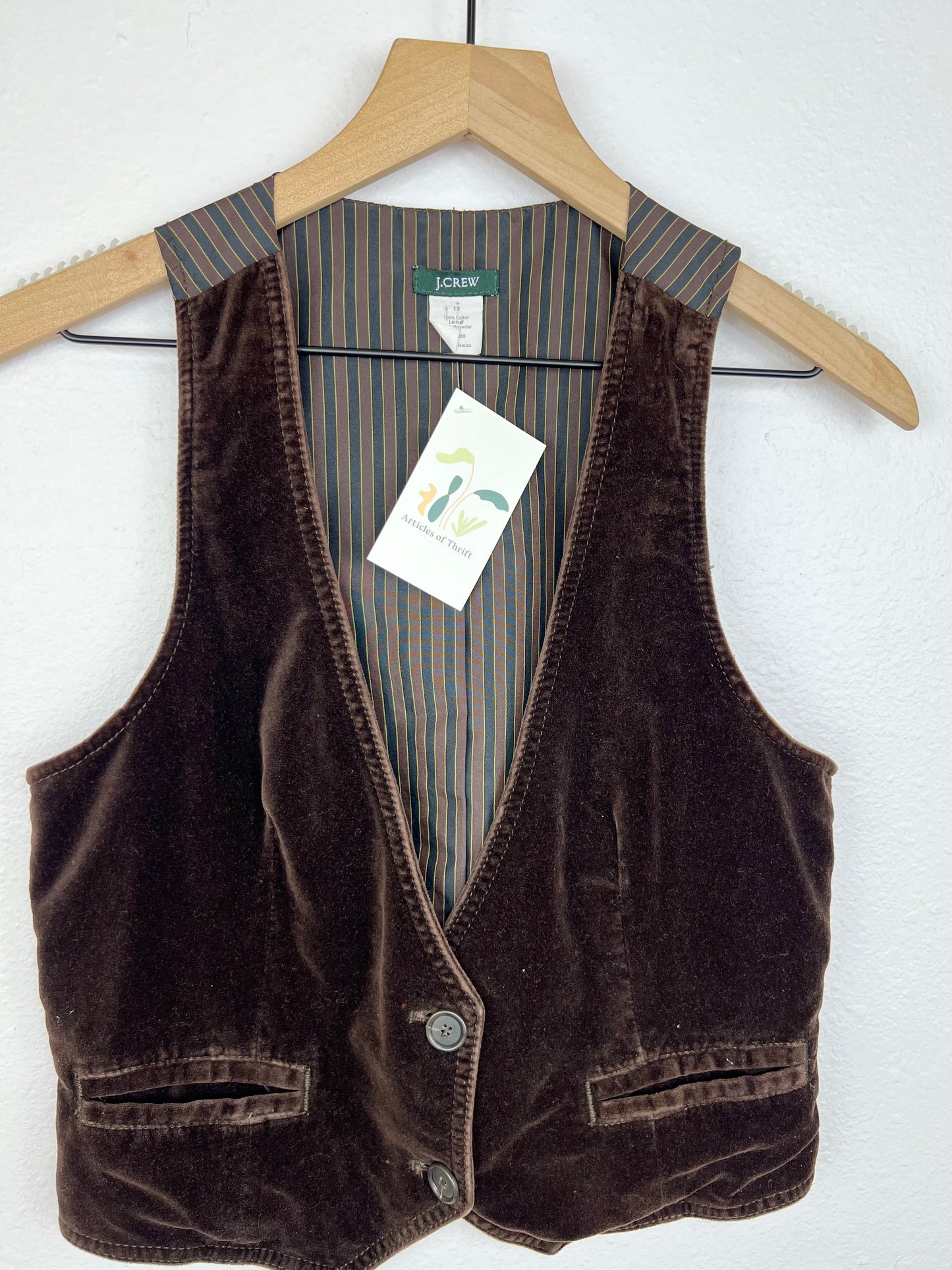 J.CREW BROWN CORDUROY VEST