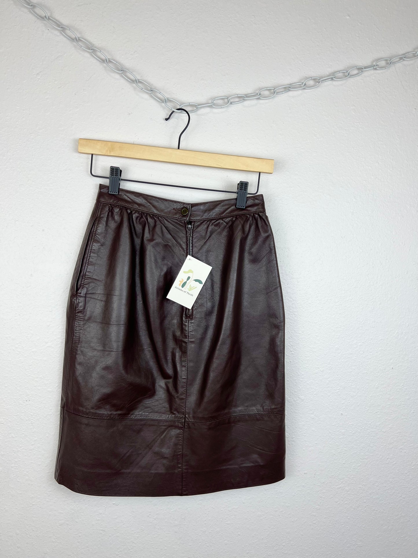 VINTAGE BROWN LEATHER SKIRT