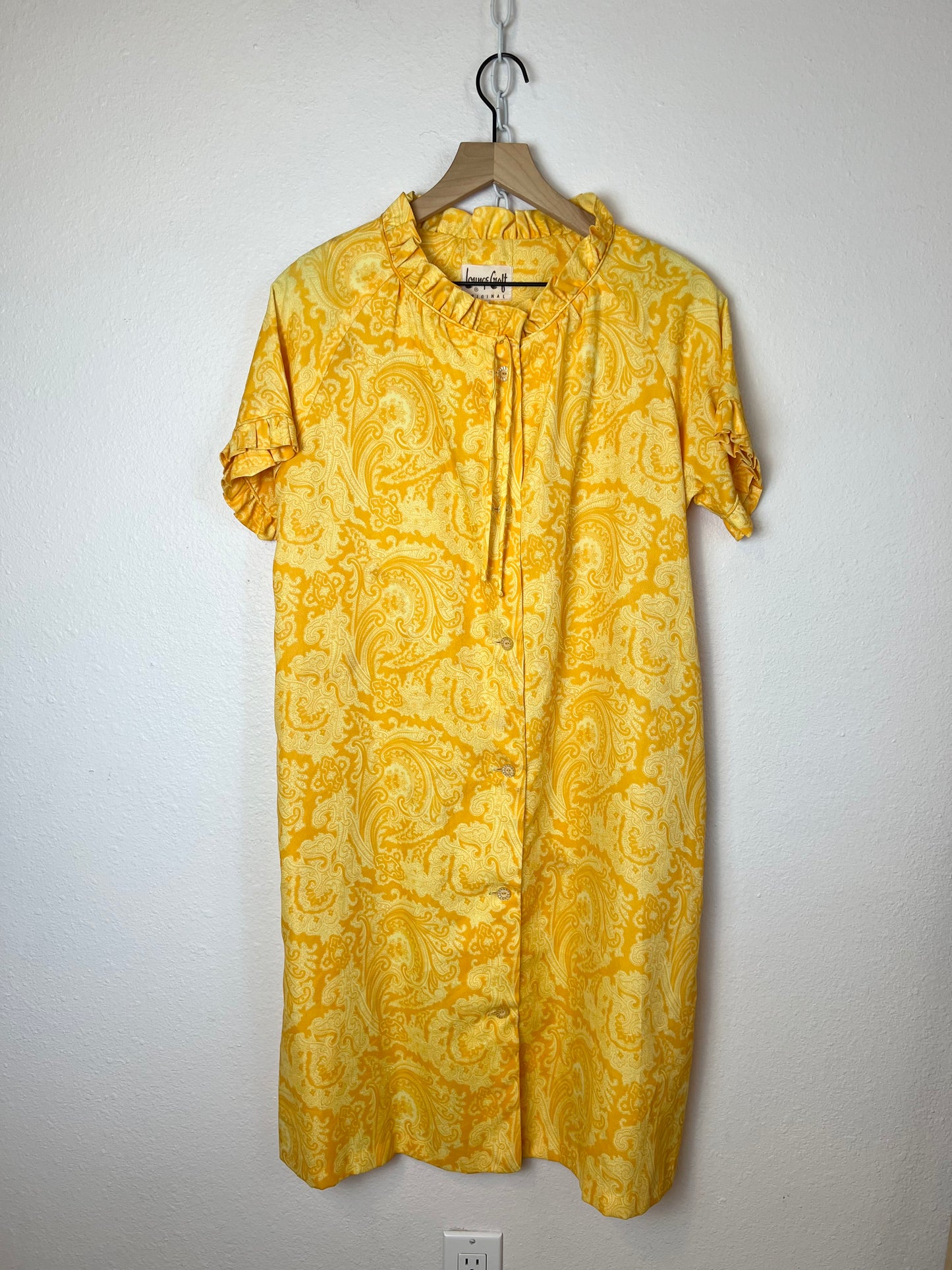 1970s YELLOW BUTTON DOWN DRESS