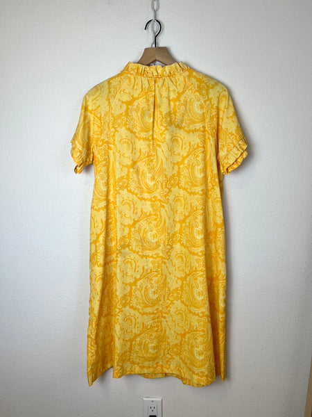 1970s YELLOW BUTTON DOWN DRESS
