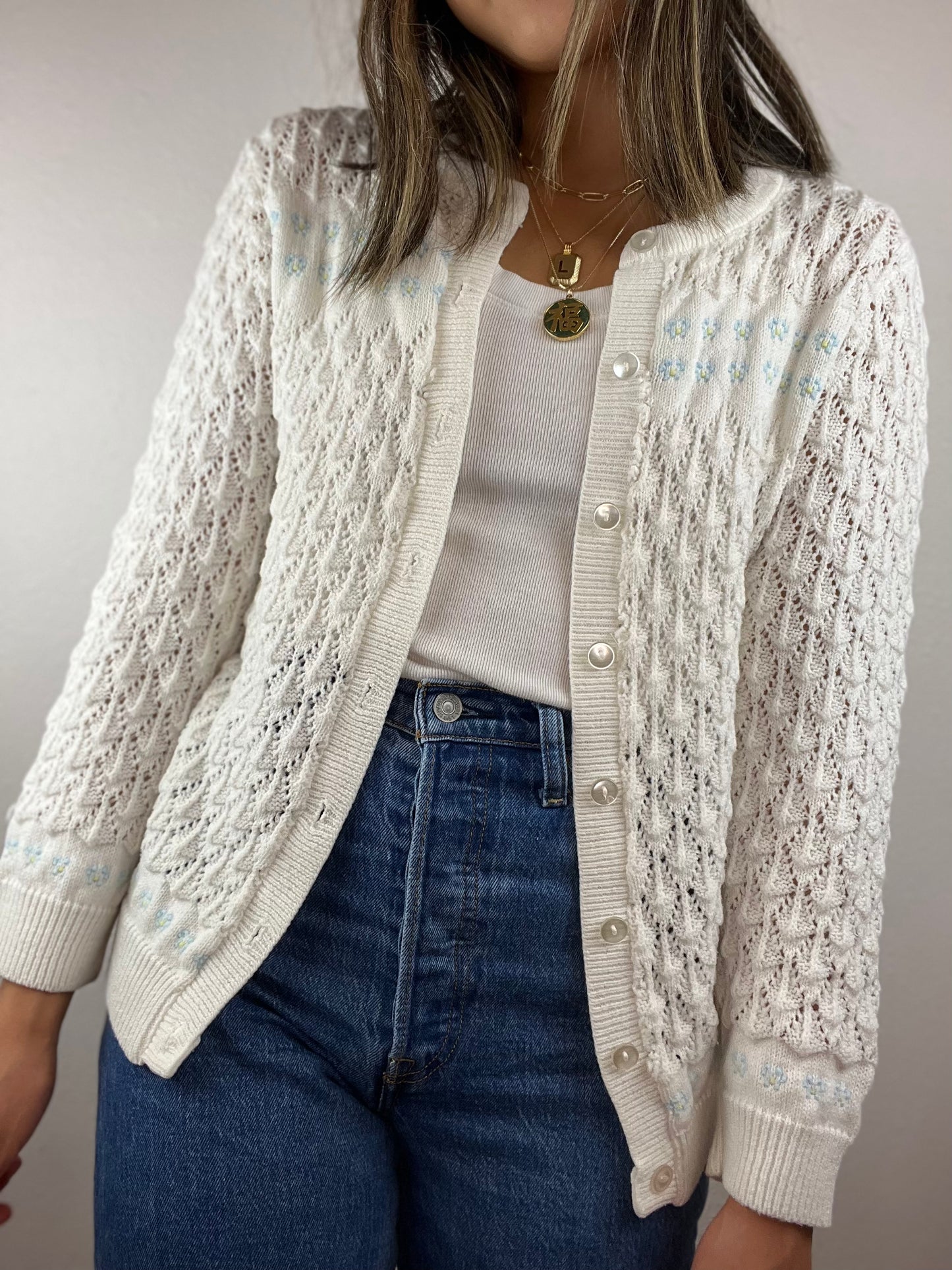 60s Floral Crochet Cardigan