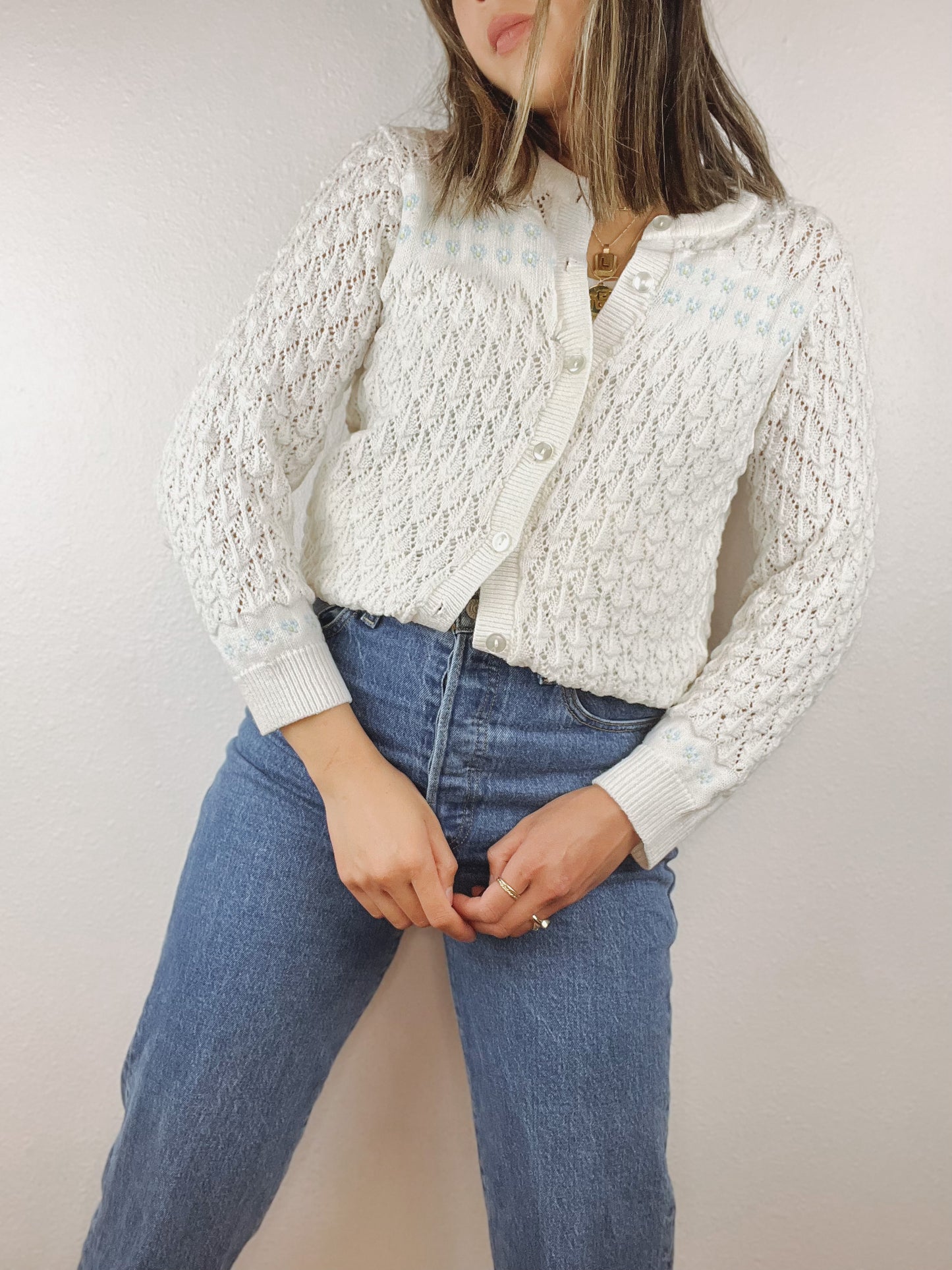 60s Floral Crochet Cardigan