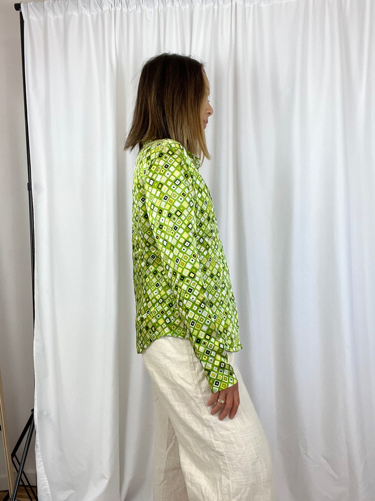 DEADSTOCK ANNE KLEIN SILK GEOMETRIC BLOUSE
