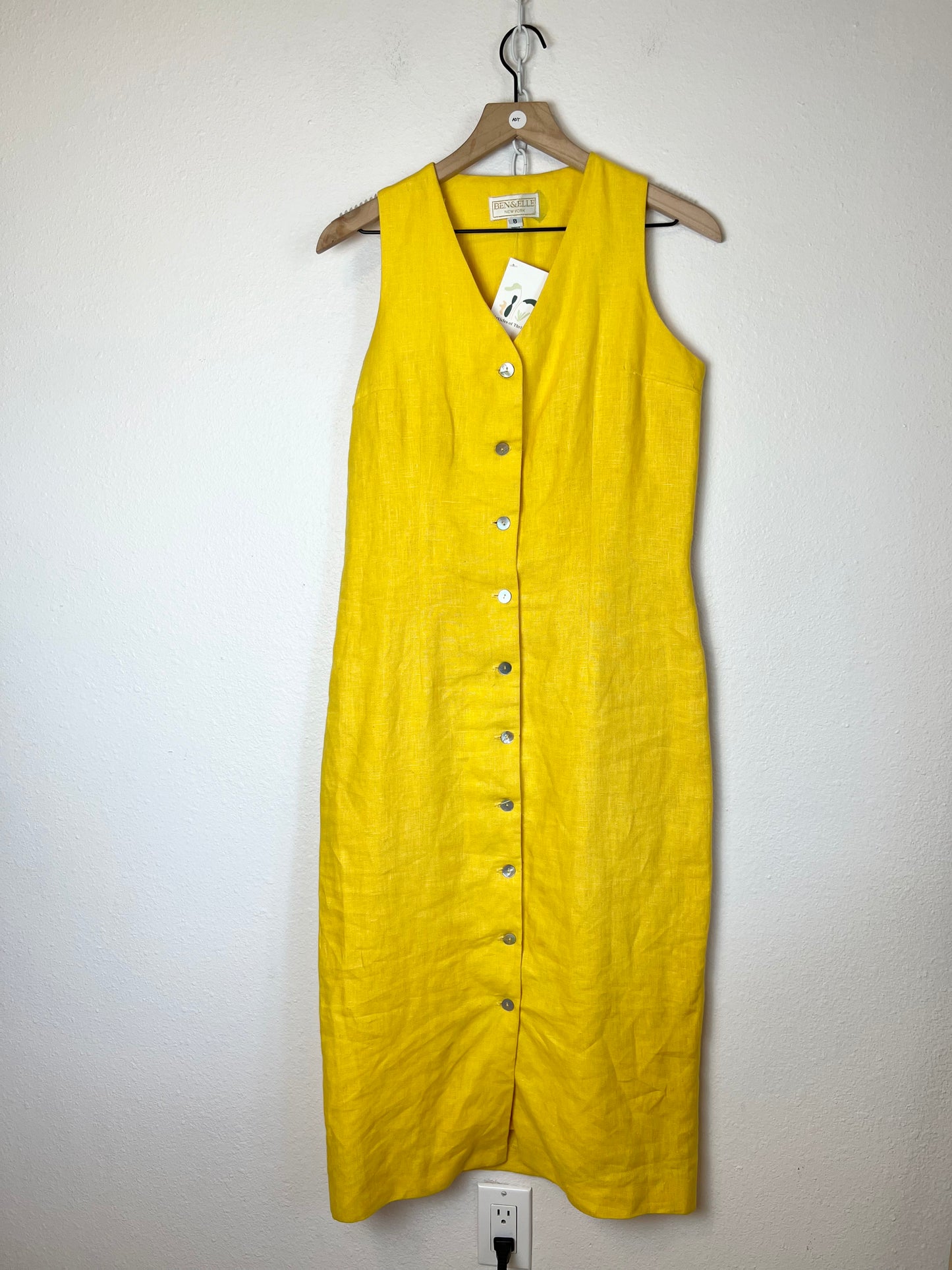 LINEN YELLOW BUTTON DOWN DRESS
