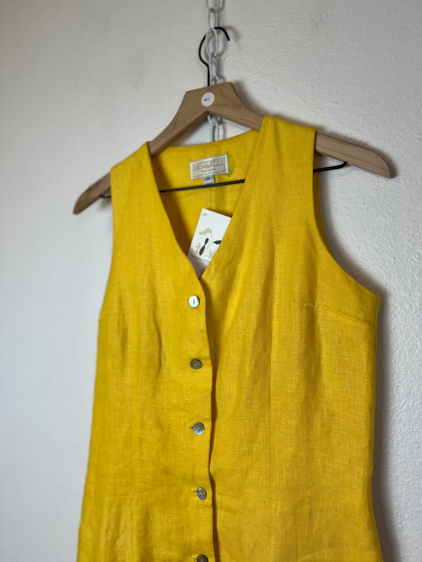LINEN YELLOW BUTTON DOWN DRESS