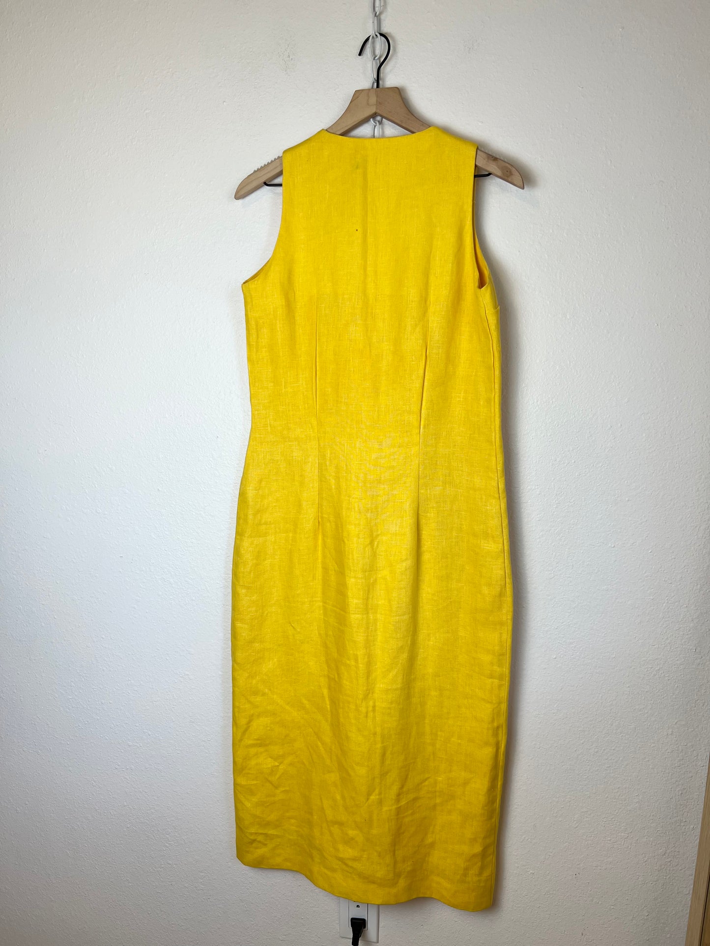 LINEN YELLOW BUTTON DOWN DRESS