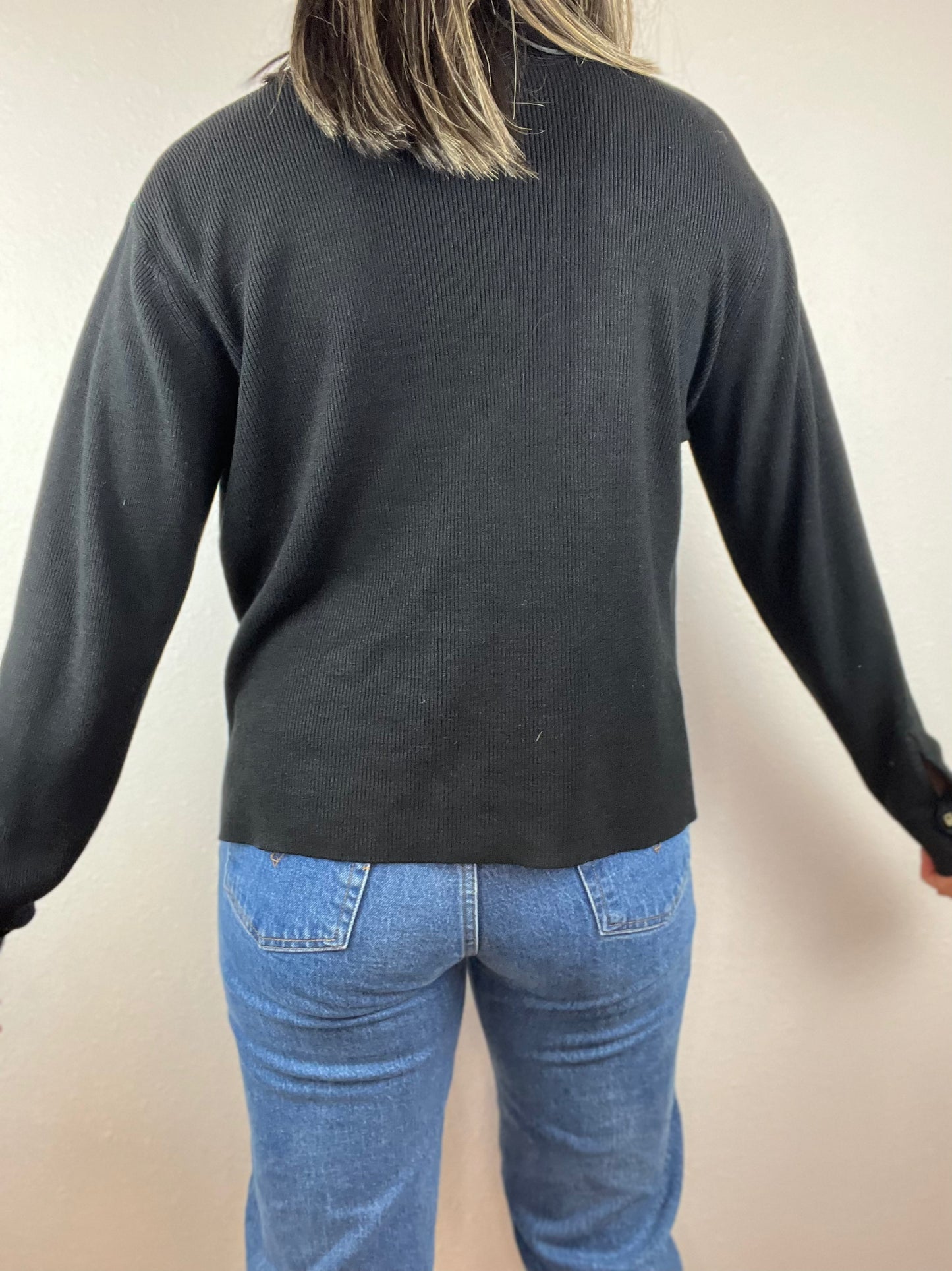 Vintage Black Ribbed Cardigan