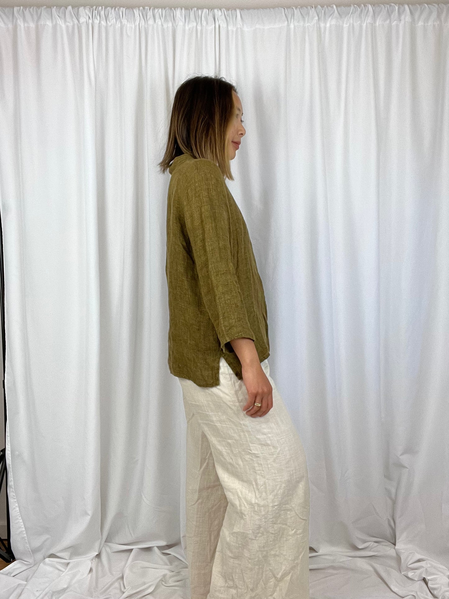 3/4 SLEEVE LINEN TOP