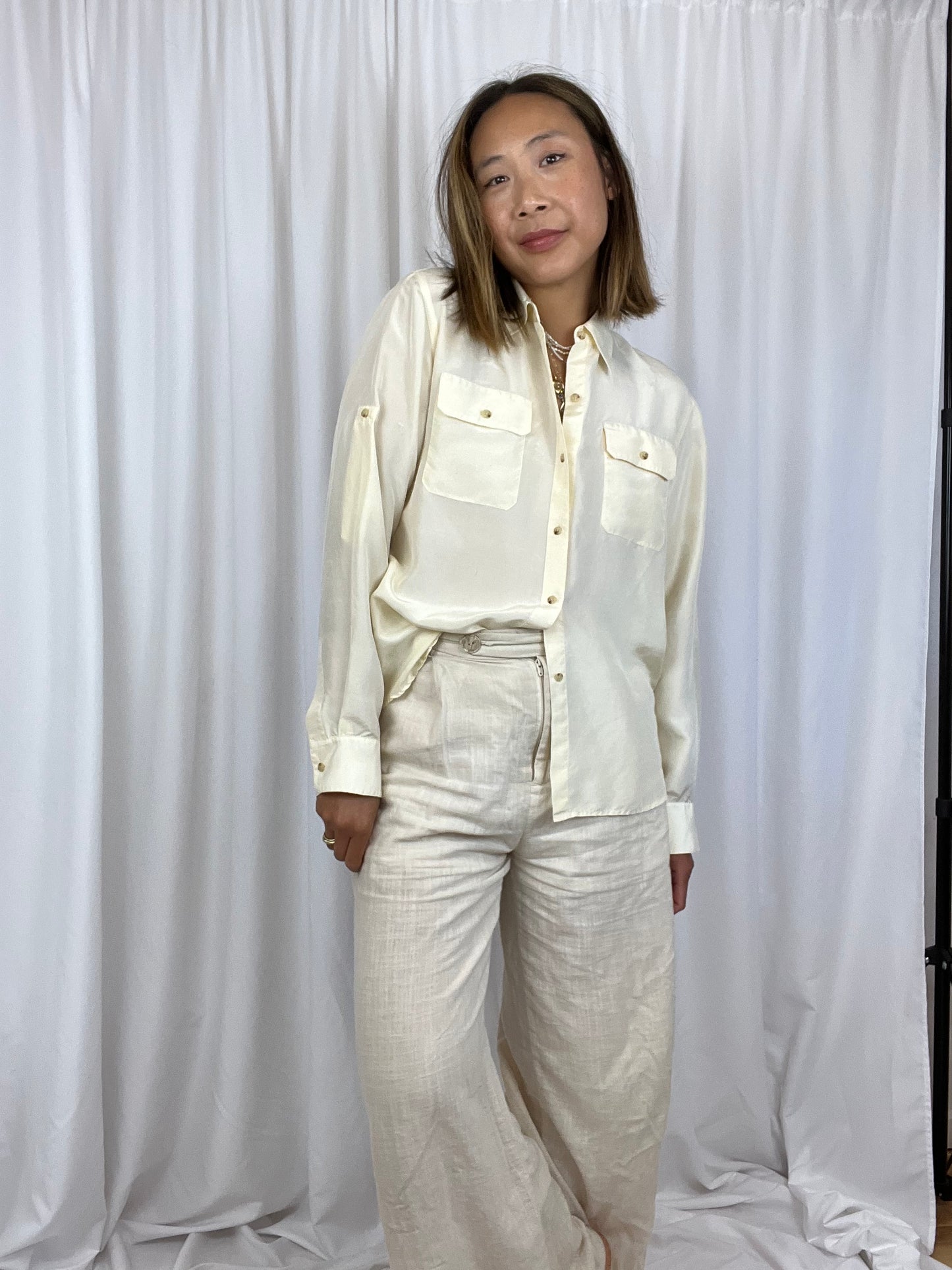 RALPH LAUREN SILK LONG SLEEVE TOP