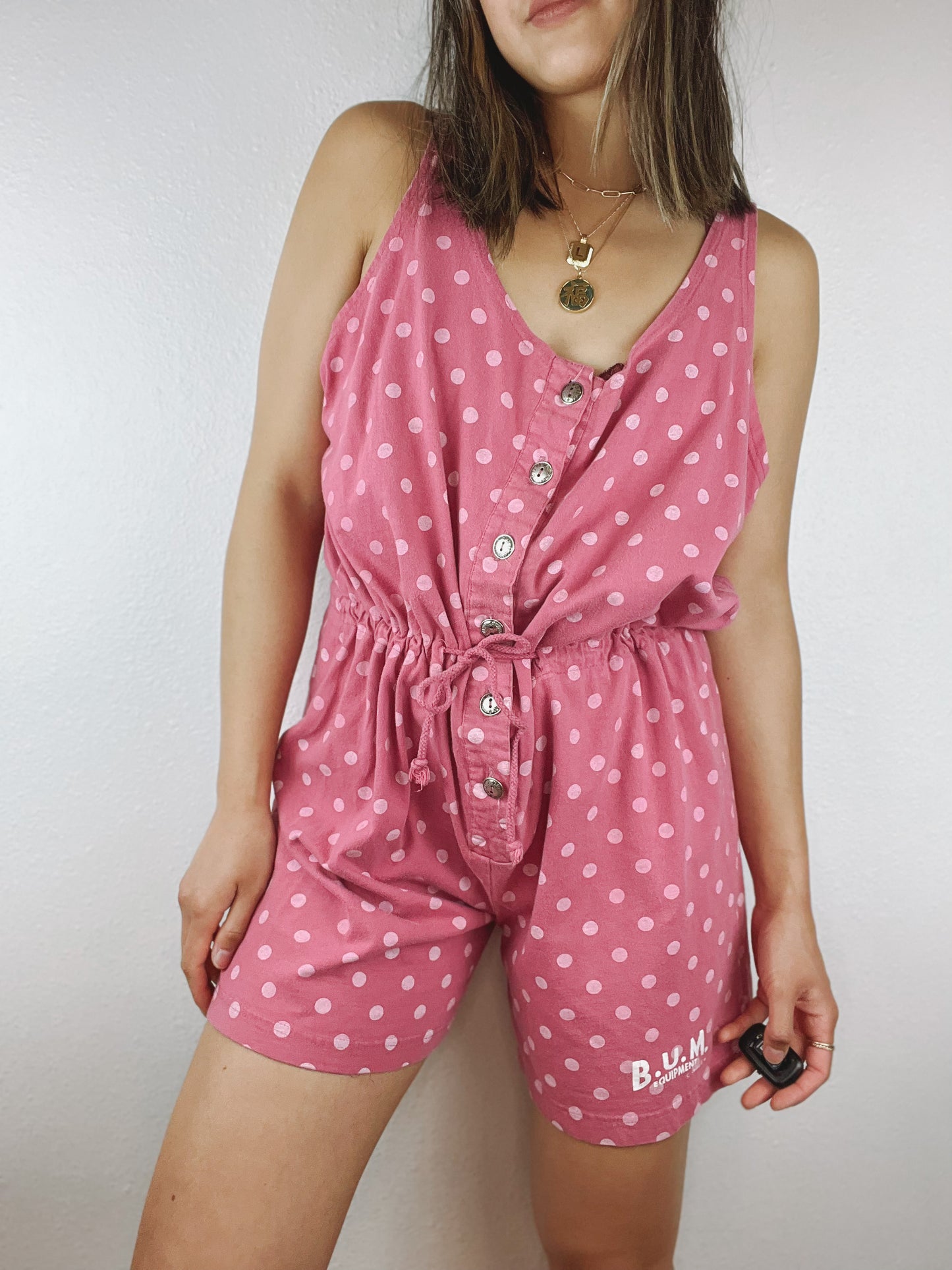 B.U.M. Equipment Pink Polka Dot Romper