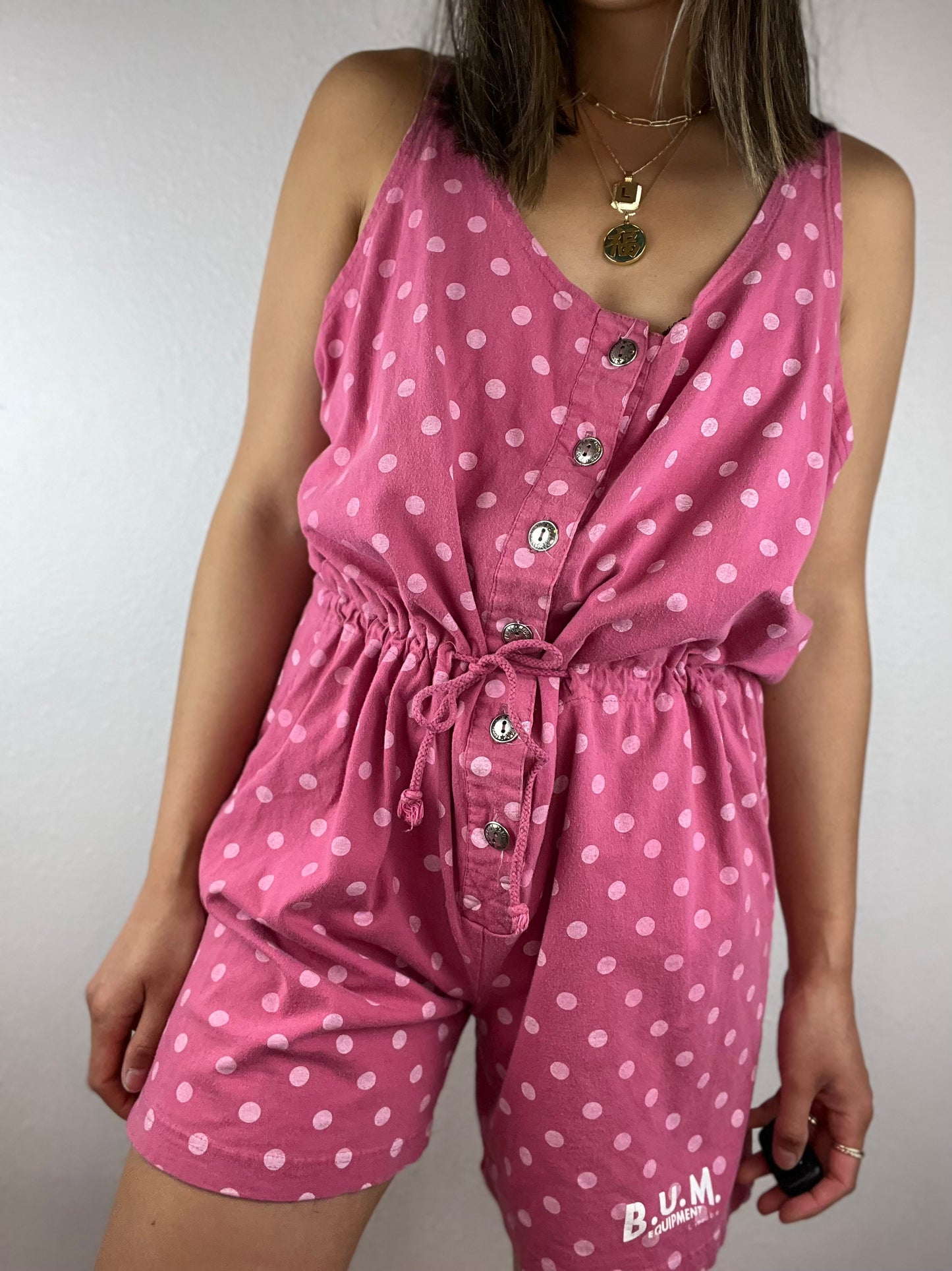 B.U.M. Equipment Pink Polka Dot Romper