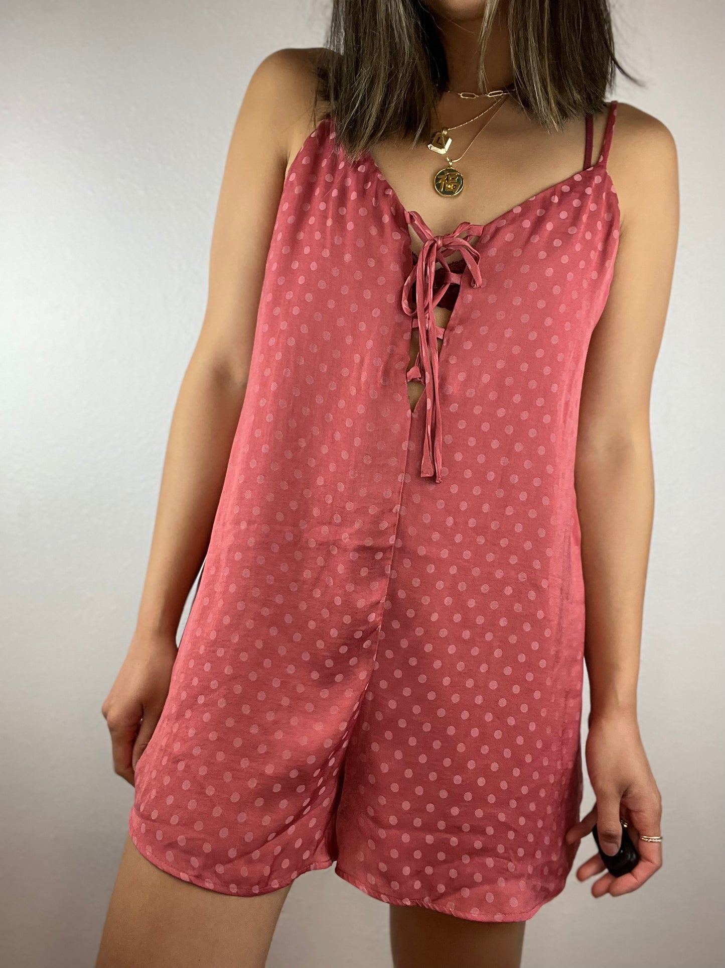 Show Me Your MuMu Pink Polka Dot Romper