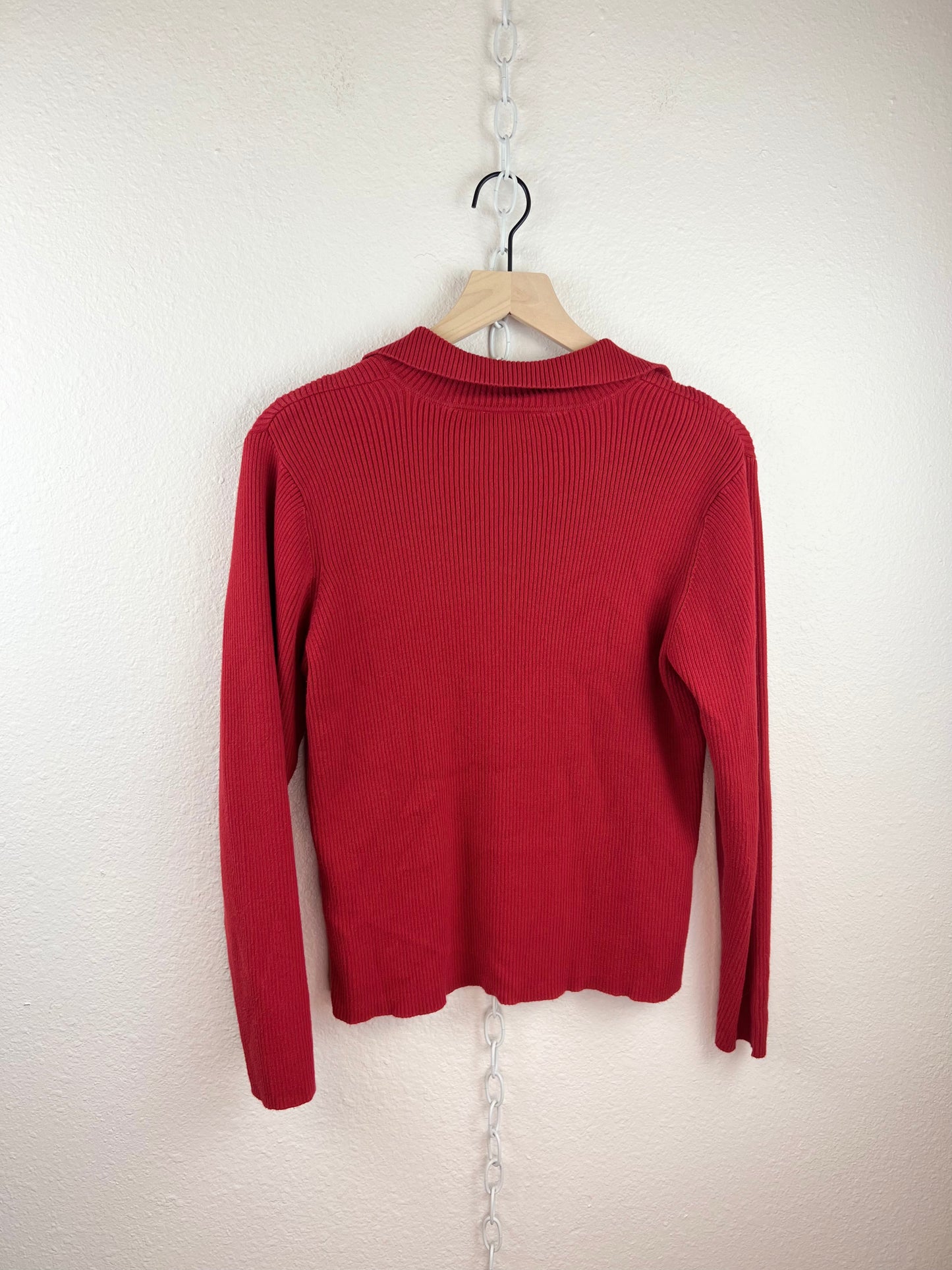 LIZ CLAIBORNE RIBBED COLLARED SWEATER