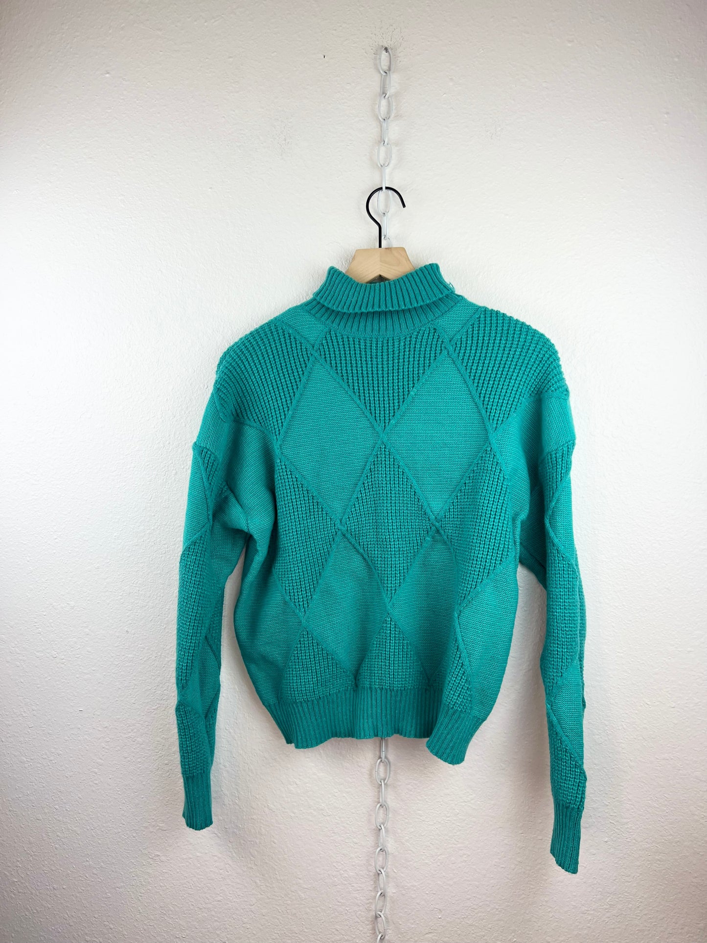 BRIGHT TEAL TURTLENECK SWEATER