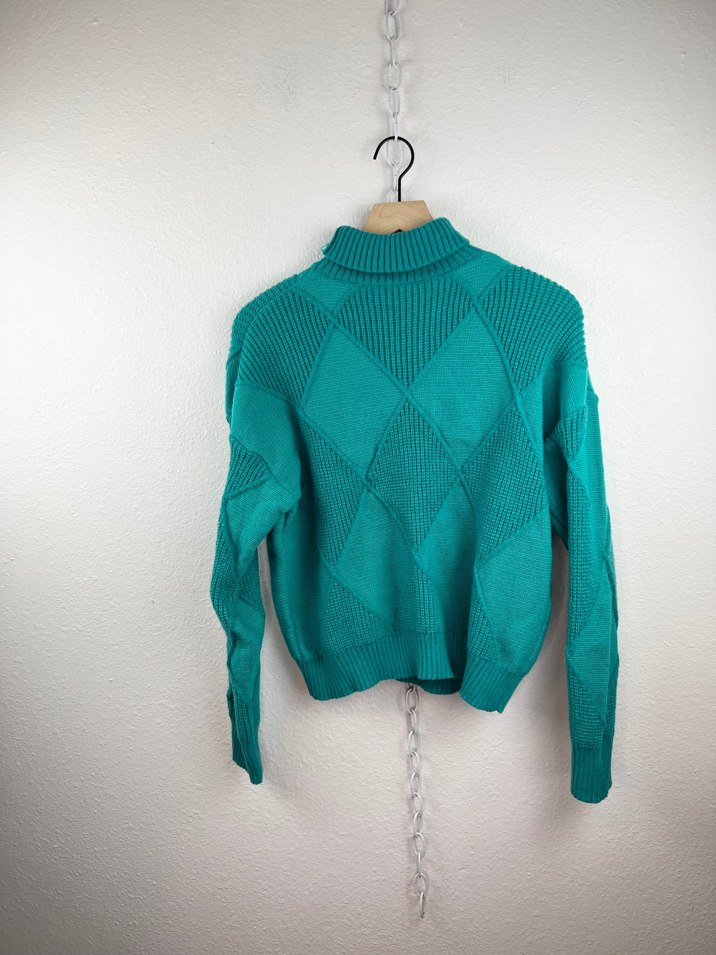 BRIGHT TEAL TURTLENECK SWEATER