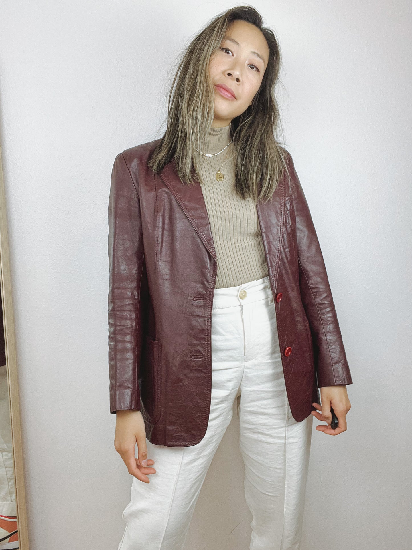 DEEP RED LEATHER JACKET