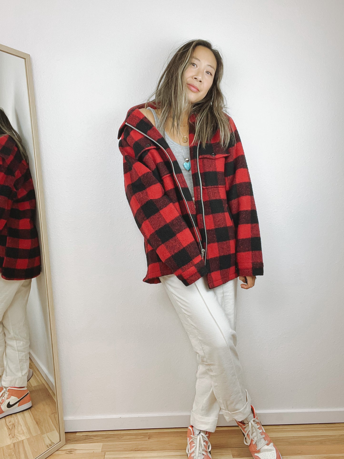 PLAID FUR LINED JACKET