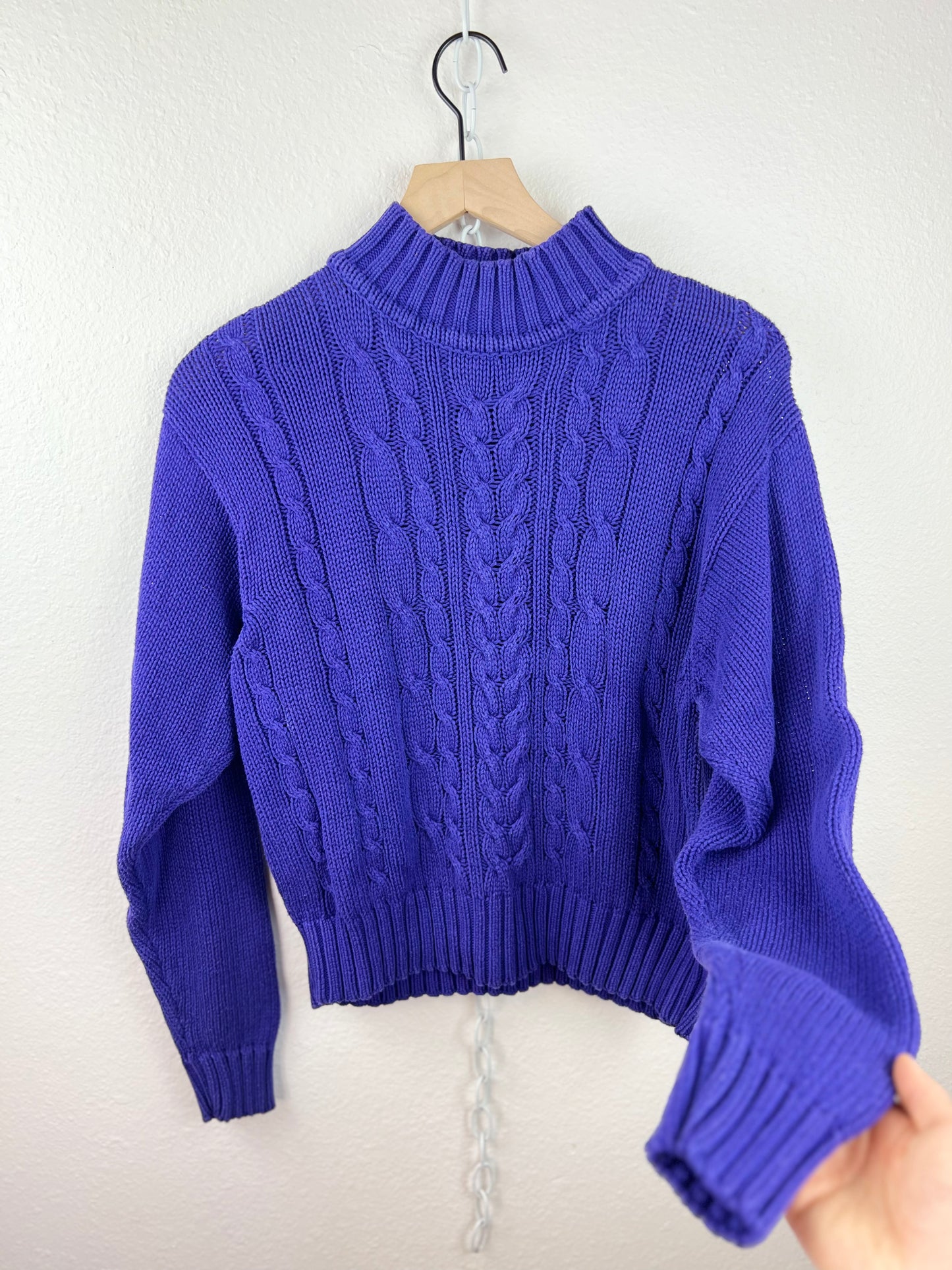 LIZ SPORT PURPLE MOCK NECK SWEATER