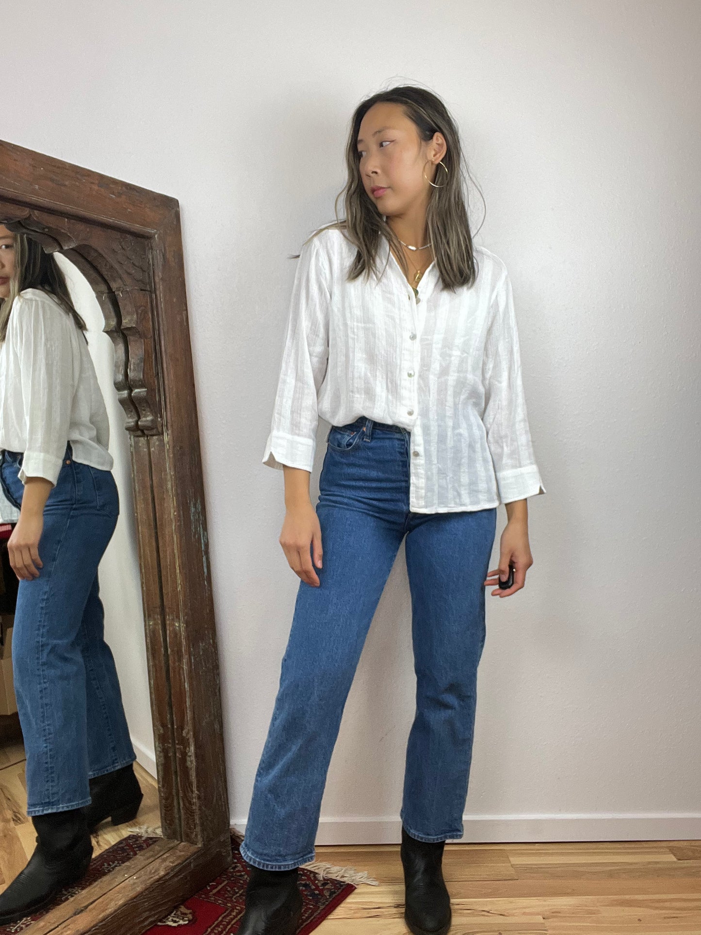 COLDWATER CREEK WHITE BUTTON UP