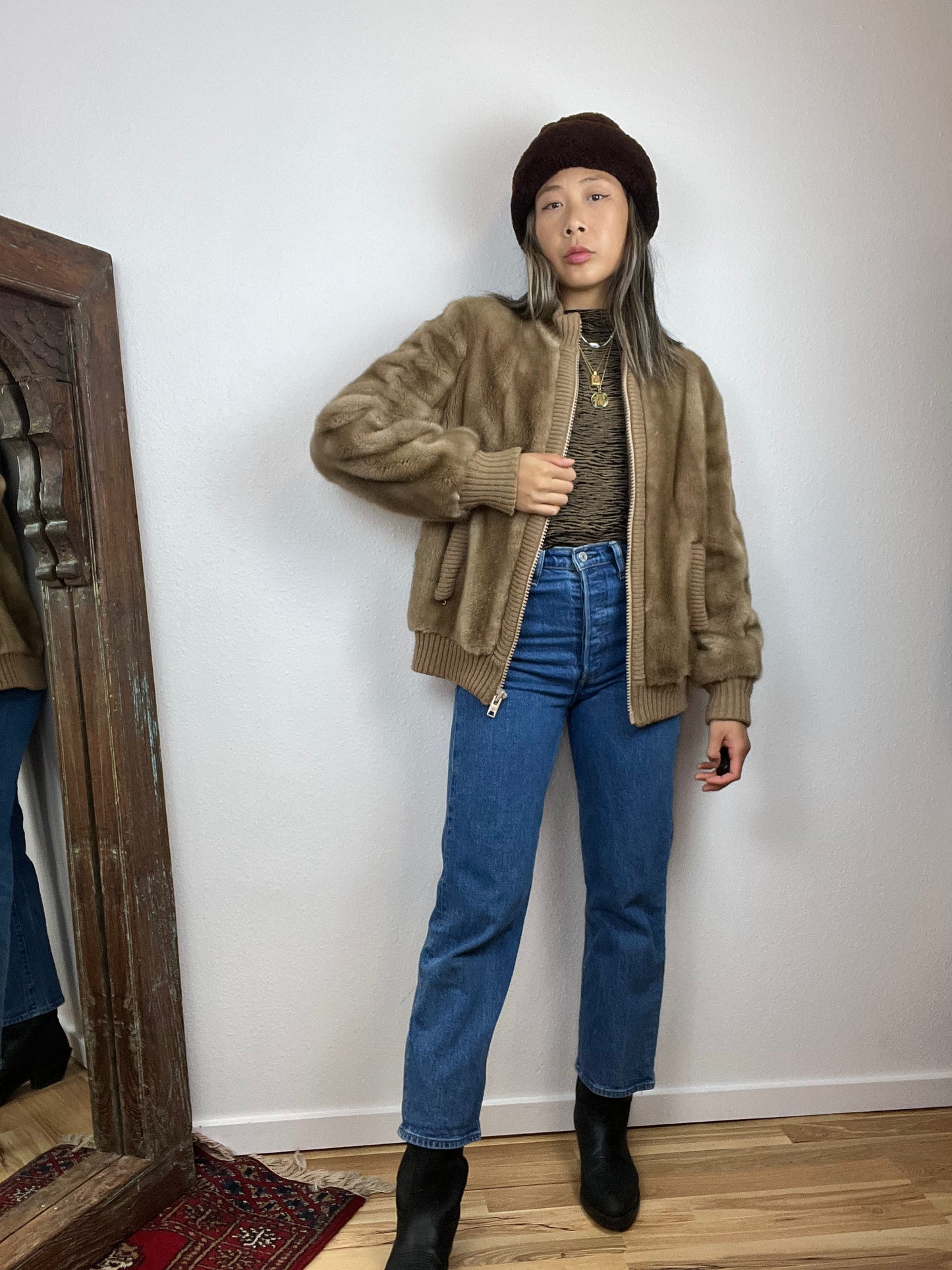 VINTAGE ZIP FUR COAT