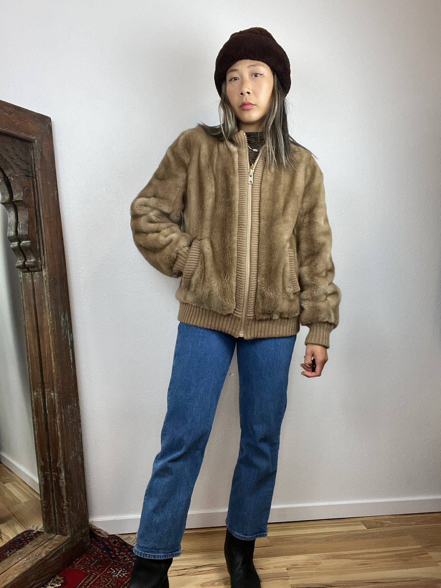 VINTAGE ZIP FUR COAT