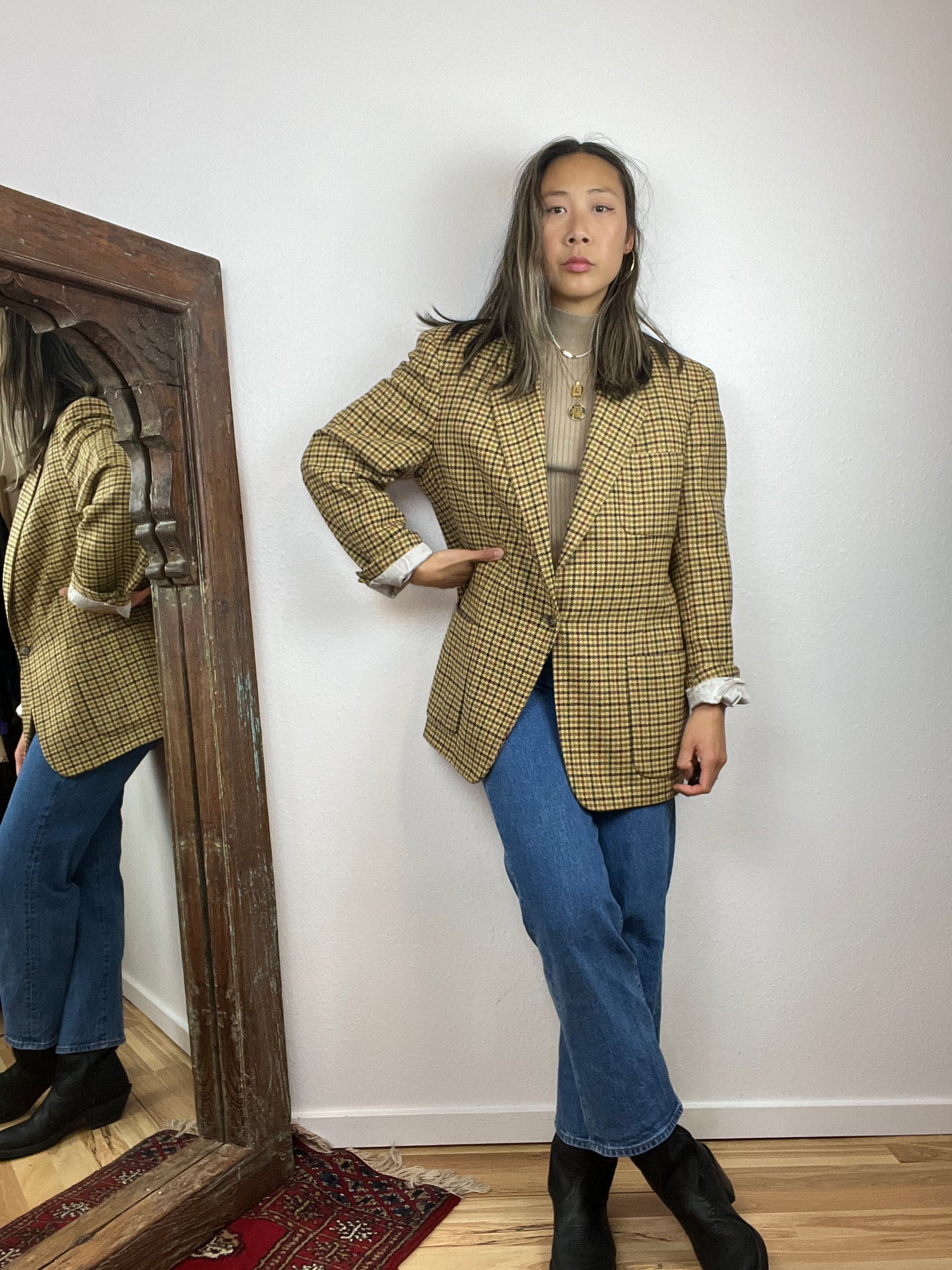HERTLING HOUNDSTOOTH PLAID BLAZER
