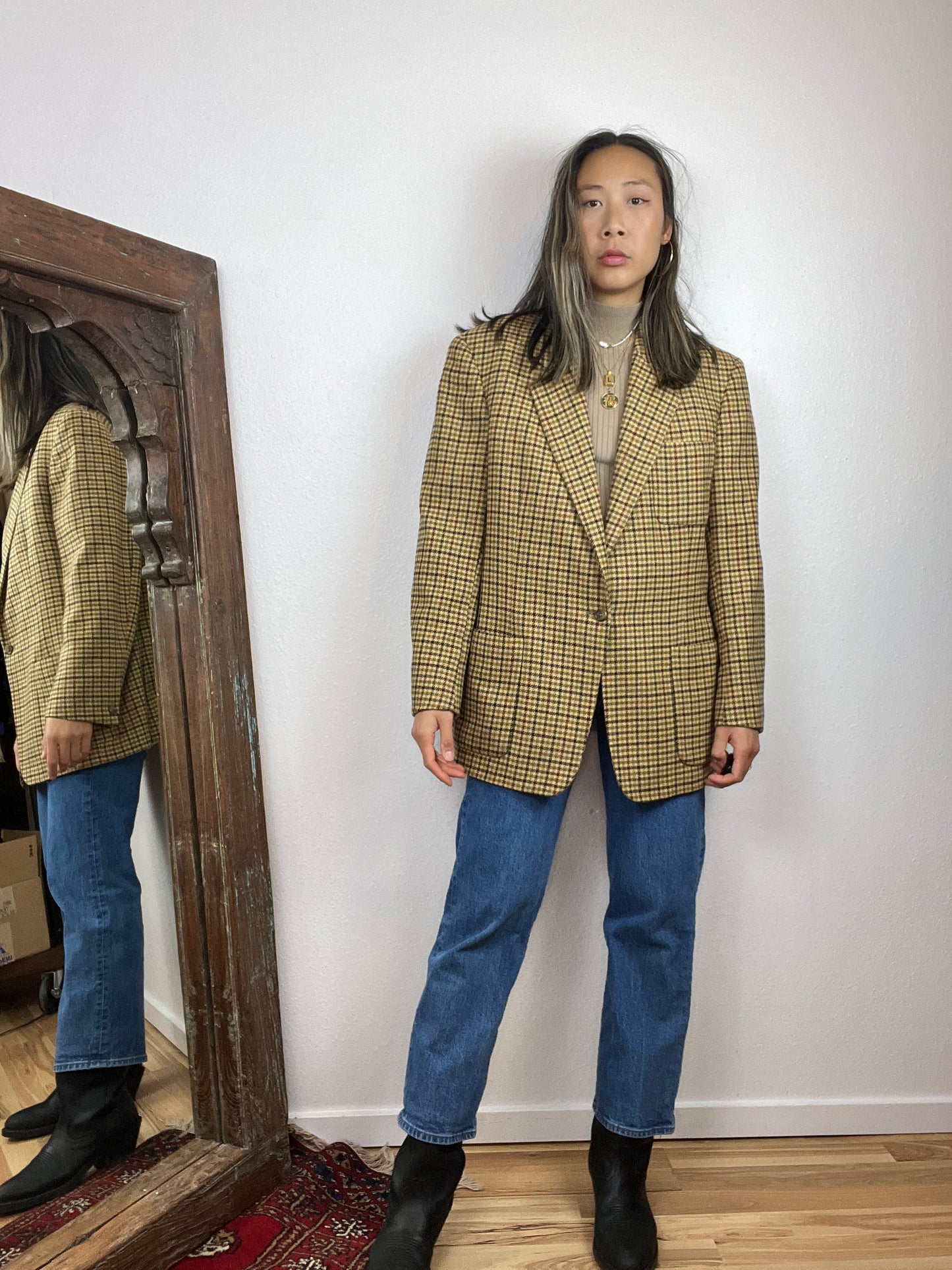 HERTLING HOUNDSTOOTH PLAID BLAZER