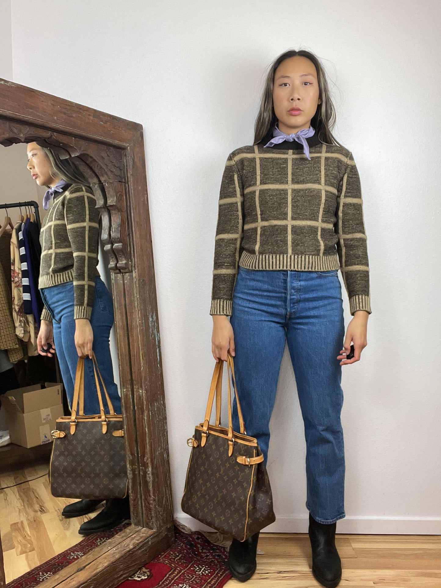 WINDOWPANE CHECK SWEATER